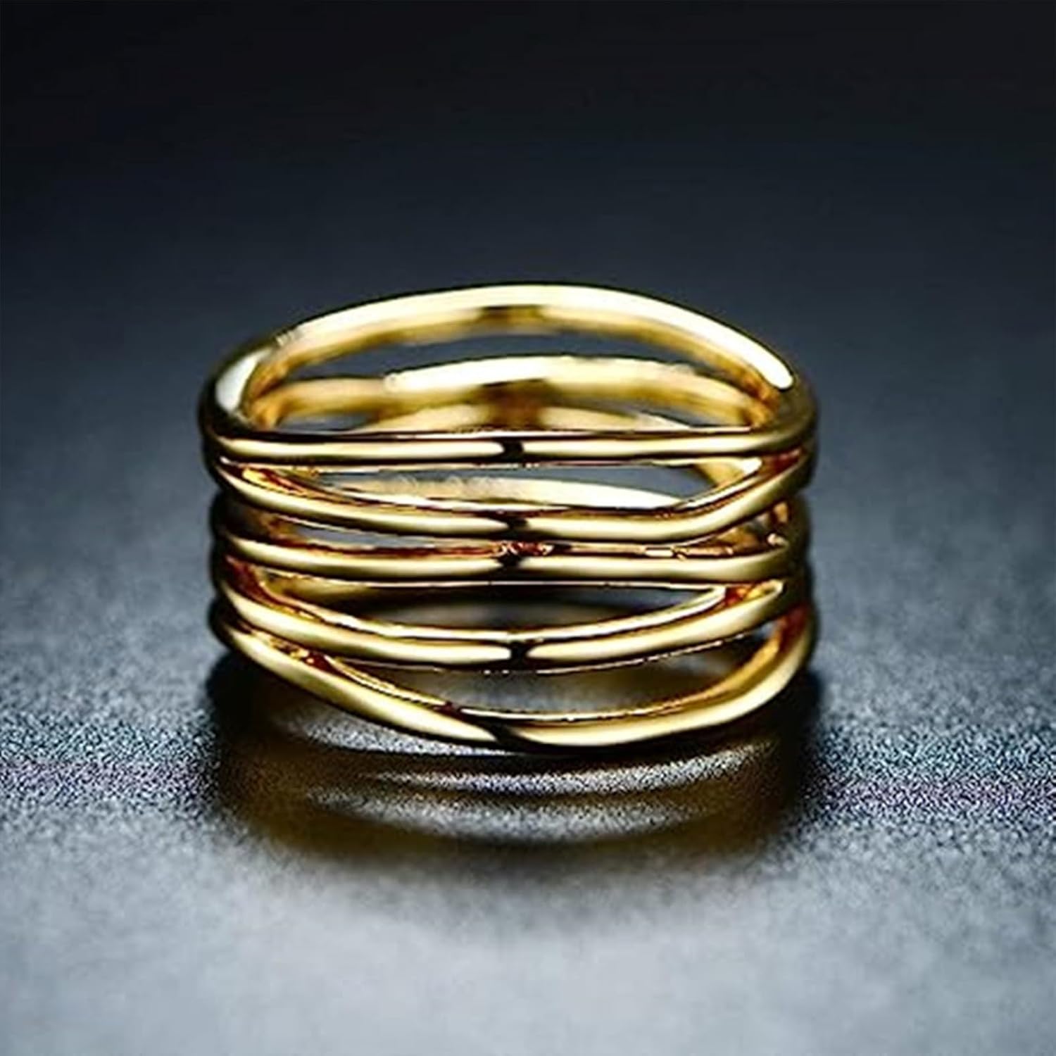 18k Gold Statement Ring for Women Size 6 7 8 9 10 Thumb Rings Silver Dome Ring Chunky Gold Rings Everyday Rings for Women - Image 7