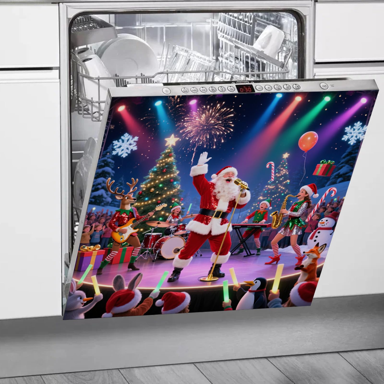 Calamite Adesive Musica Di Natale Magnetic Dishwasher Cover Riusabile Adesivo Magnetico Frigorifero Elettrodomestici Amadio Lavatrice Foglio Magnetico 58.5x65 cm /3pcs