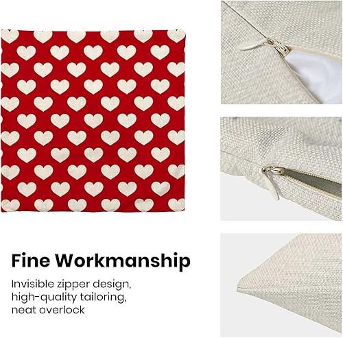 Miniatura 6 de Fundas de almohada de San Valentín de 18 x 18 pulgadas, 2 unidades, almohadas decorativas de corazón rojo para sofá, día de San Valentín,
