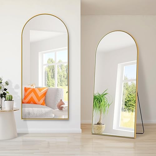 Miniatura 9 de Dolonm Espejo de longitud completa de arco de 71 x 32 pulgadas, espejo de piso de diseño moderno, espejo de cuerpo completo para sala de estar,