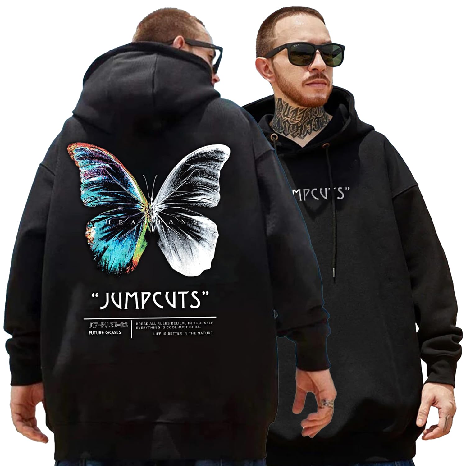jump cuts || Mens || Butterfuly Printed || Hooded Neck || Full Sleeve || Cotton Fleece || Sweatshirt-picture-53