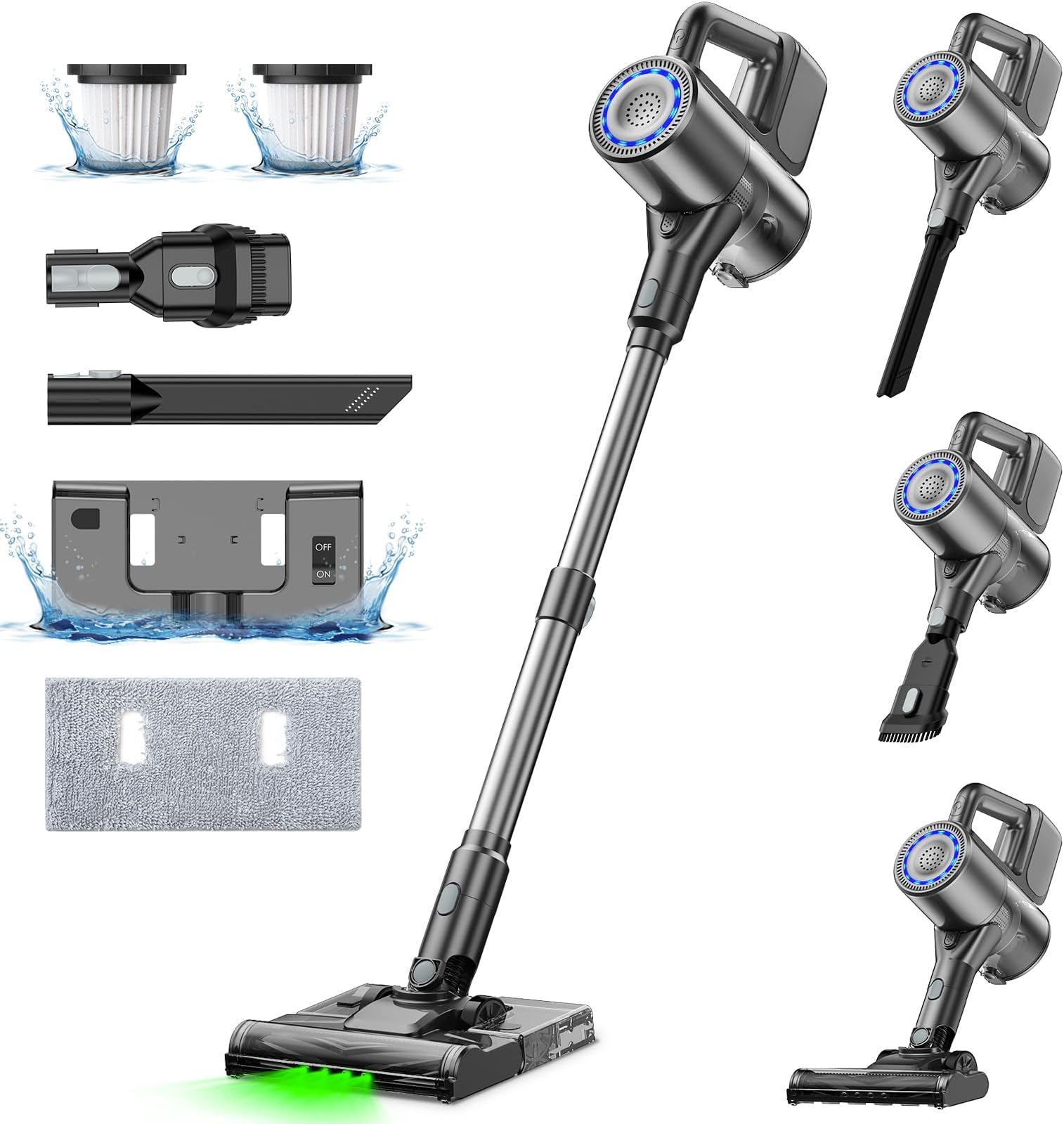 AZMKOO V601 Aspirateur Balais sans Fil, 380W 26000pa Aspirateur sans