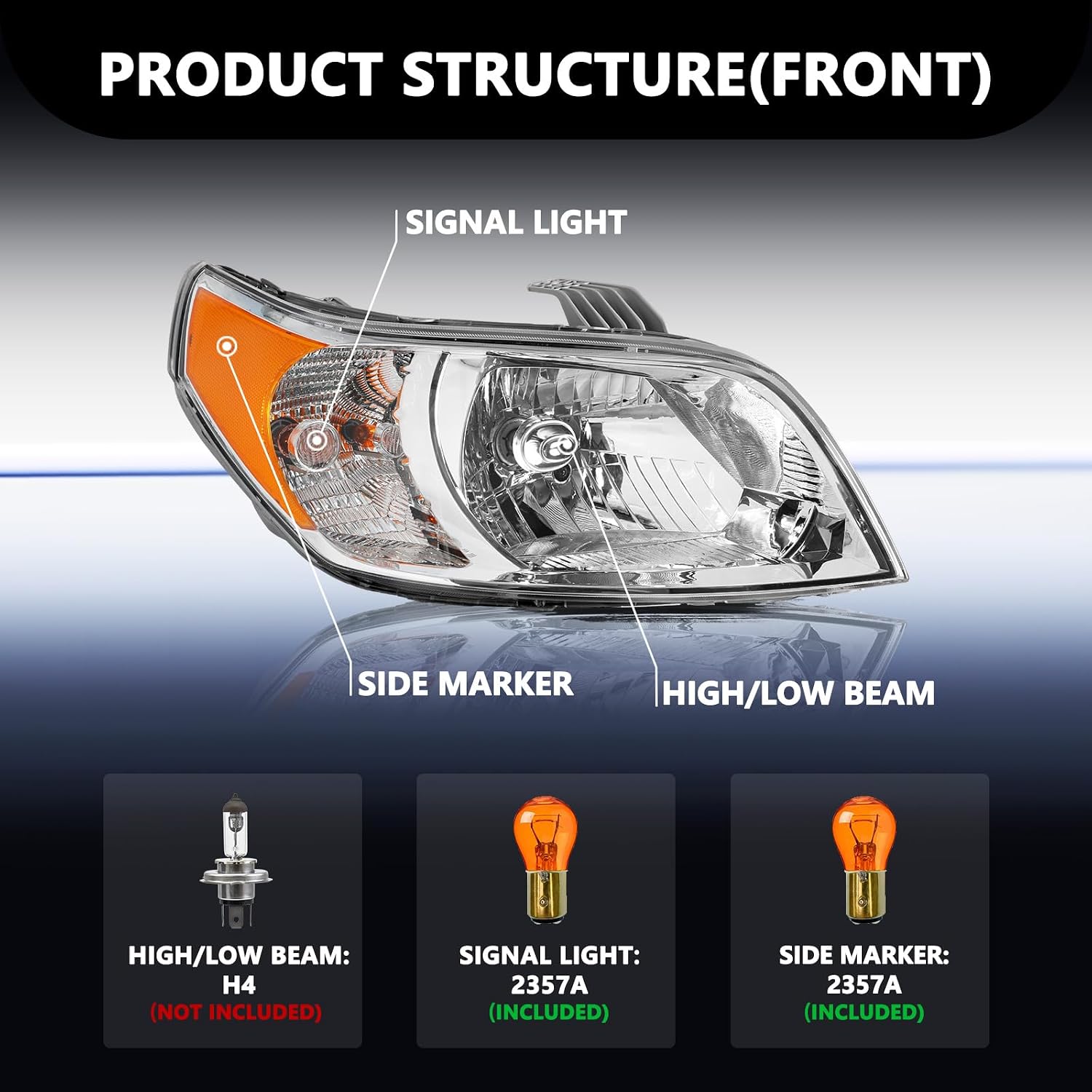 Aosky 4-Door Hatchback Headlight Assembly for 2009-2011 Chevy Aveo5 Aveo 5 Head Lights Lamps Replacement Right Pair Set