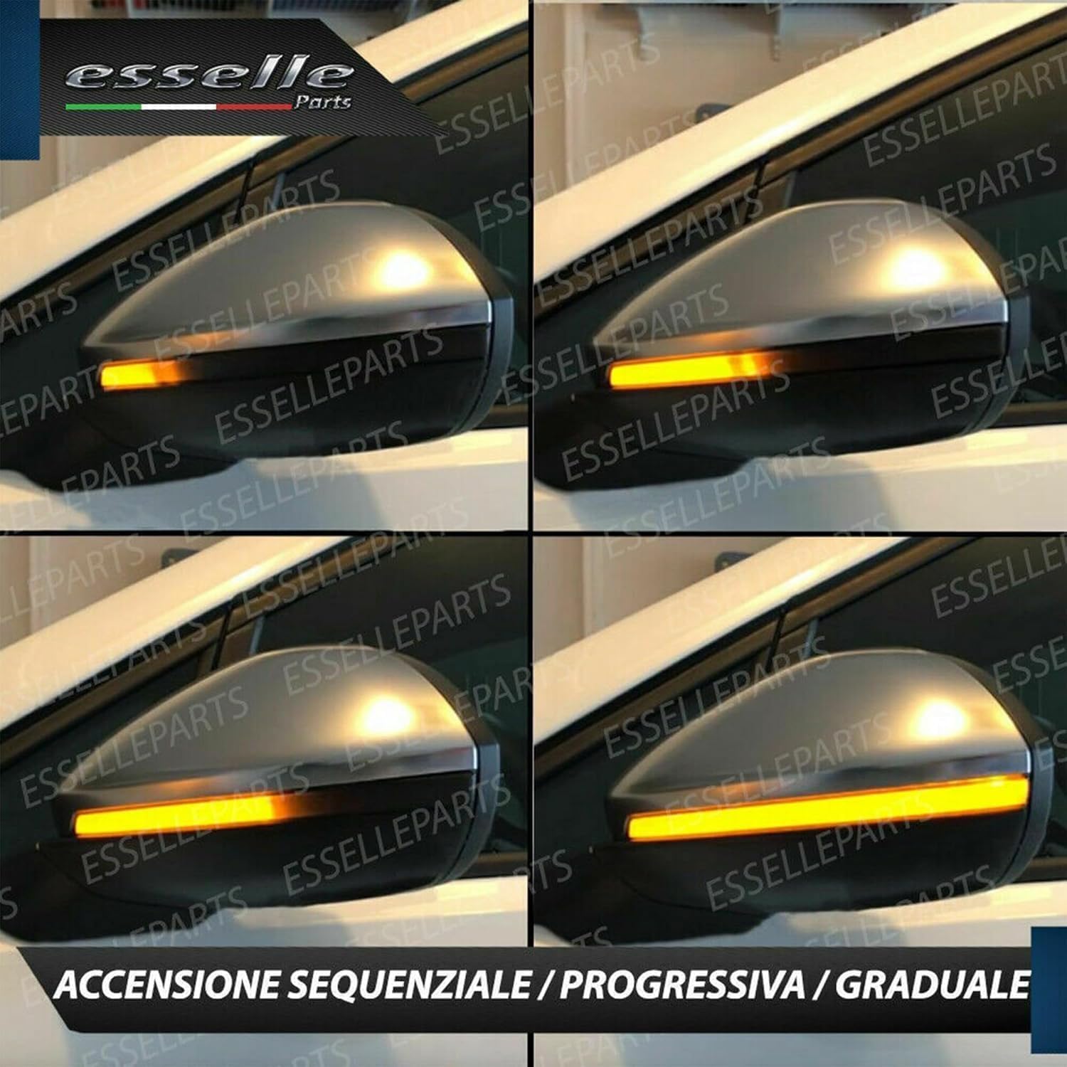 Coppia Frecce LED Dinamiche per Specchietti compatibile con VW Golf 8, Volkswagen ID3, Arteon, Passat B8, VW T-Roc, Taigo, Indicatori Laterali Sequenziali CANBUS Plug & Play | Nero Fumé