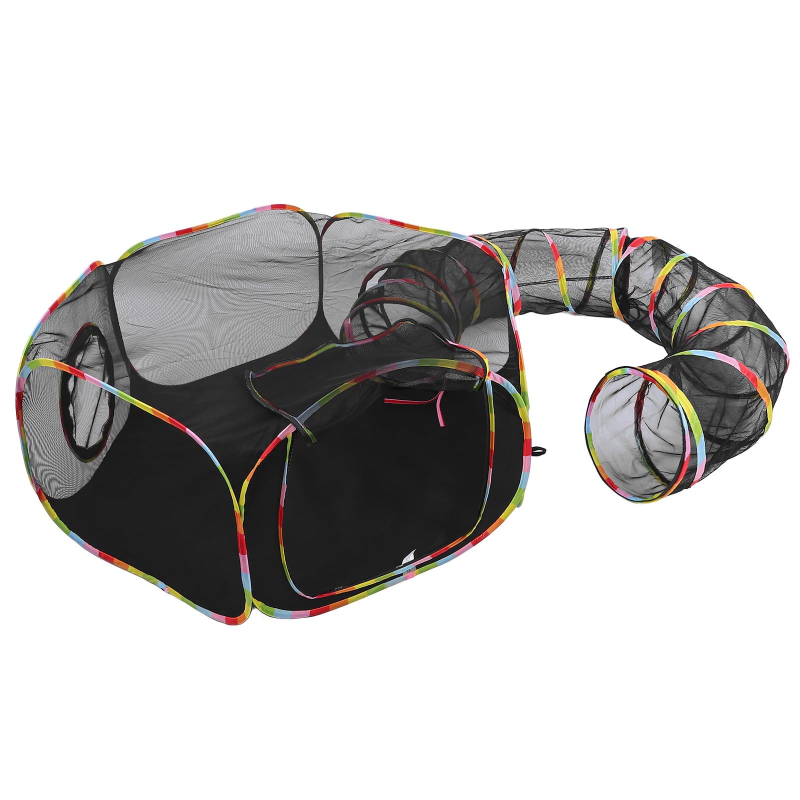 Ciieeo Tunnel pour Chat D'extérieur Pliable en Taffetas Polyester Noir