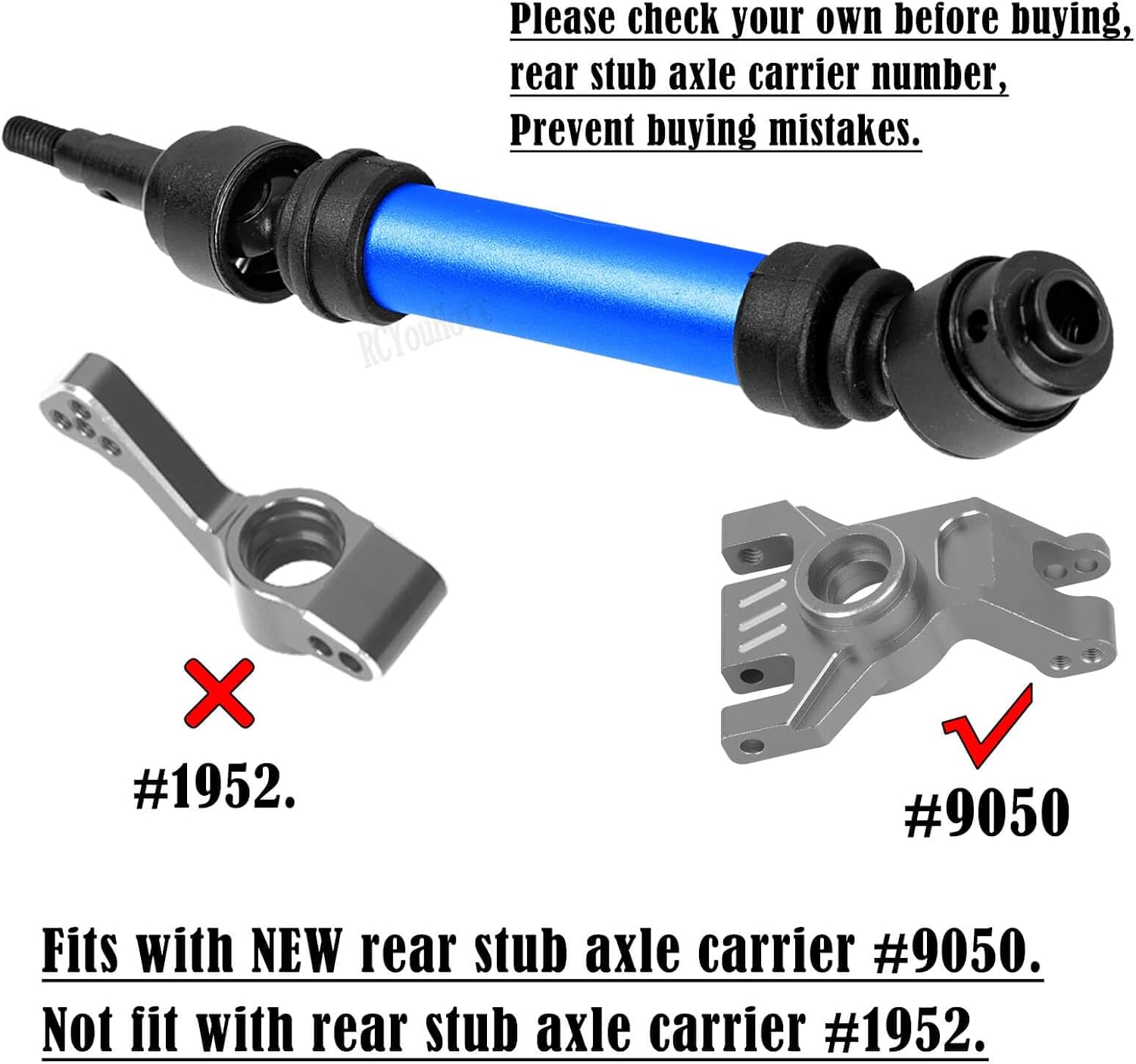 RC #45 Steel Front Rear Driveshaft/Drive Shaft Upgrades Part for 1/10 Slash,Rustler,Stampede,Jat0 4WD 4X4 VXL,F0rd F15O Rapt0r R 4WD,CVD Axles with Hex(#9051#9052) Navy Blue