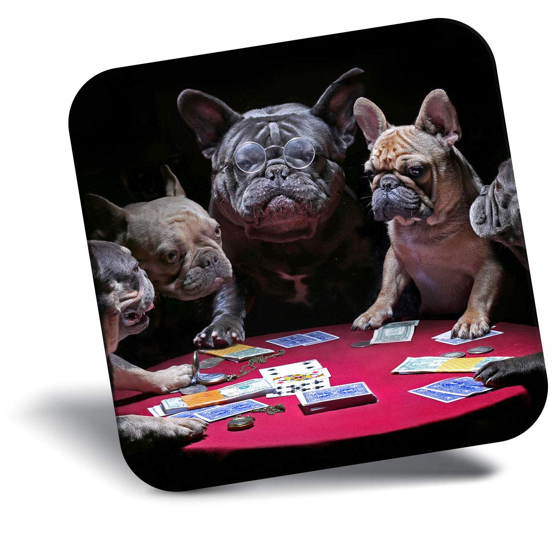 Destination Vinyl Ltd Fridge Magnet - French Bulldogs Playing Cards Dog 21556
