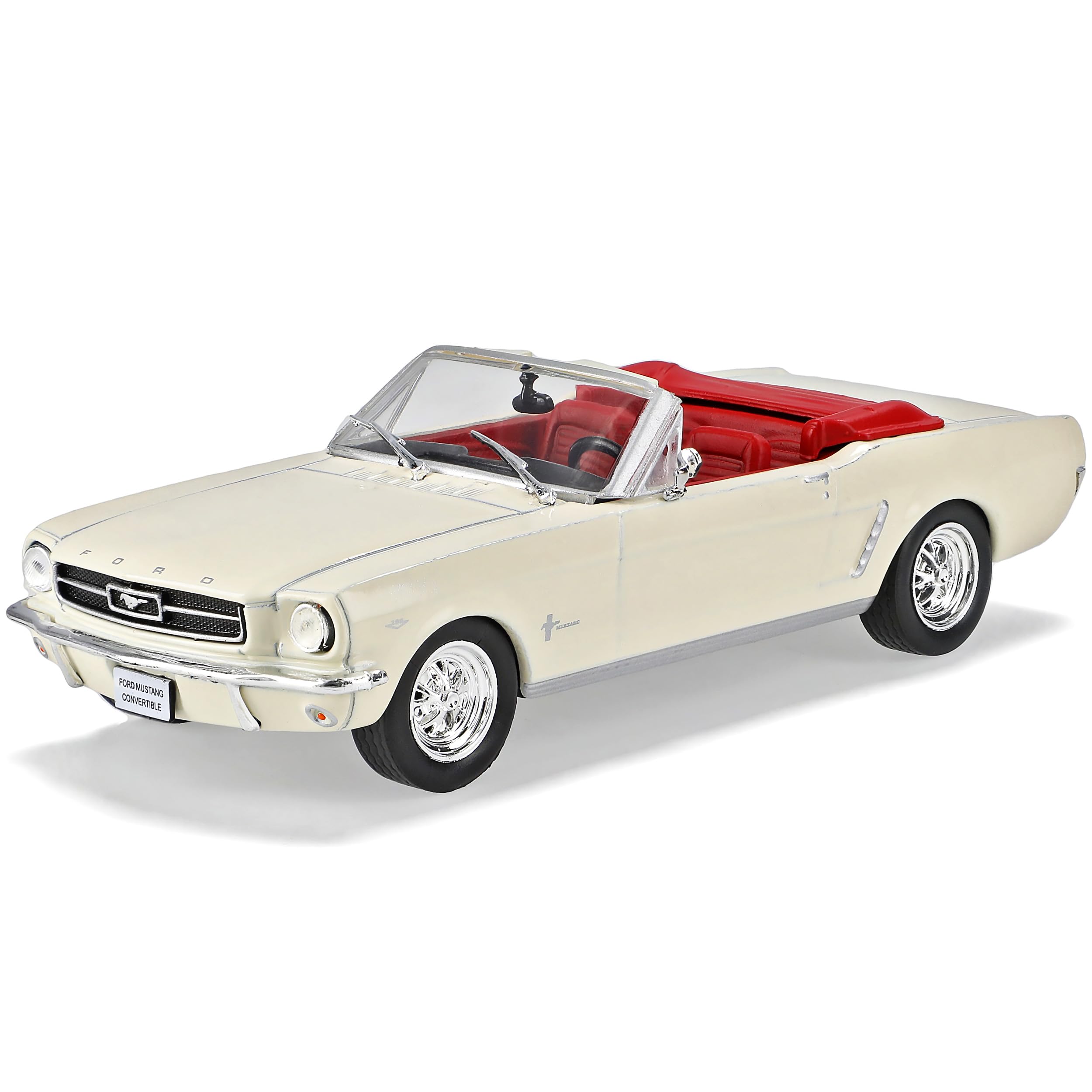 Ixo Defekte Vitrine Ford Mustang I Cabrio Cream Beige 1964-1966 mit Sockel und Vitrine 1/43 Modell Auto