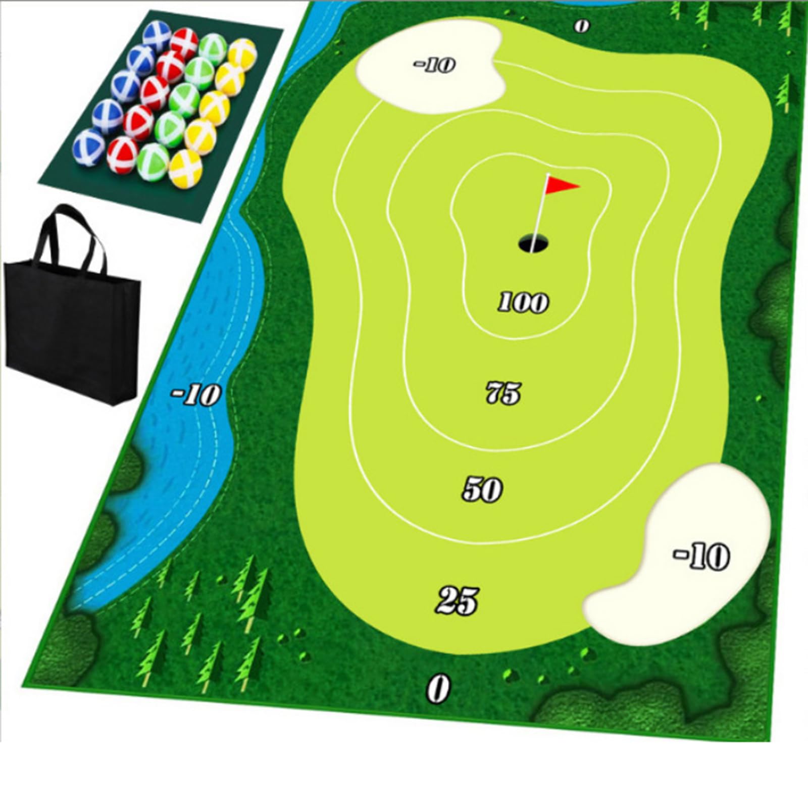 Golf Training Hitting Pad, Golf Chipping Game Mat with Edge Stitched Design and High Sticky Ball with Strong Adhesion, Washable and Easy To Clean, for Indoor Outdoor Home Backyard