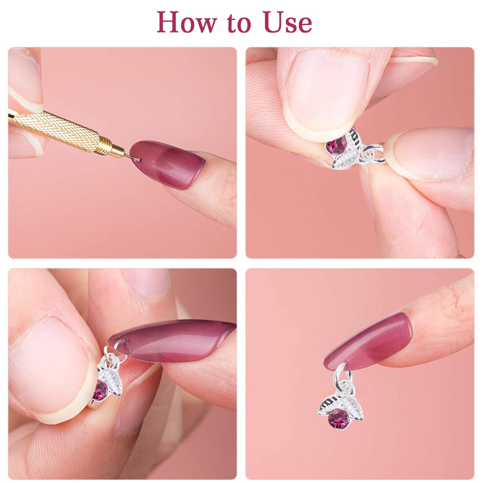 FOMIYES Nail Dangle Charms Set 72 Pieces with Portable Alloy Drill Tool for Diy Manicure and Salon Decoration Nail Art Accessories - Image 2