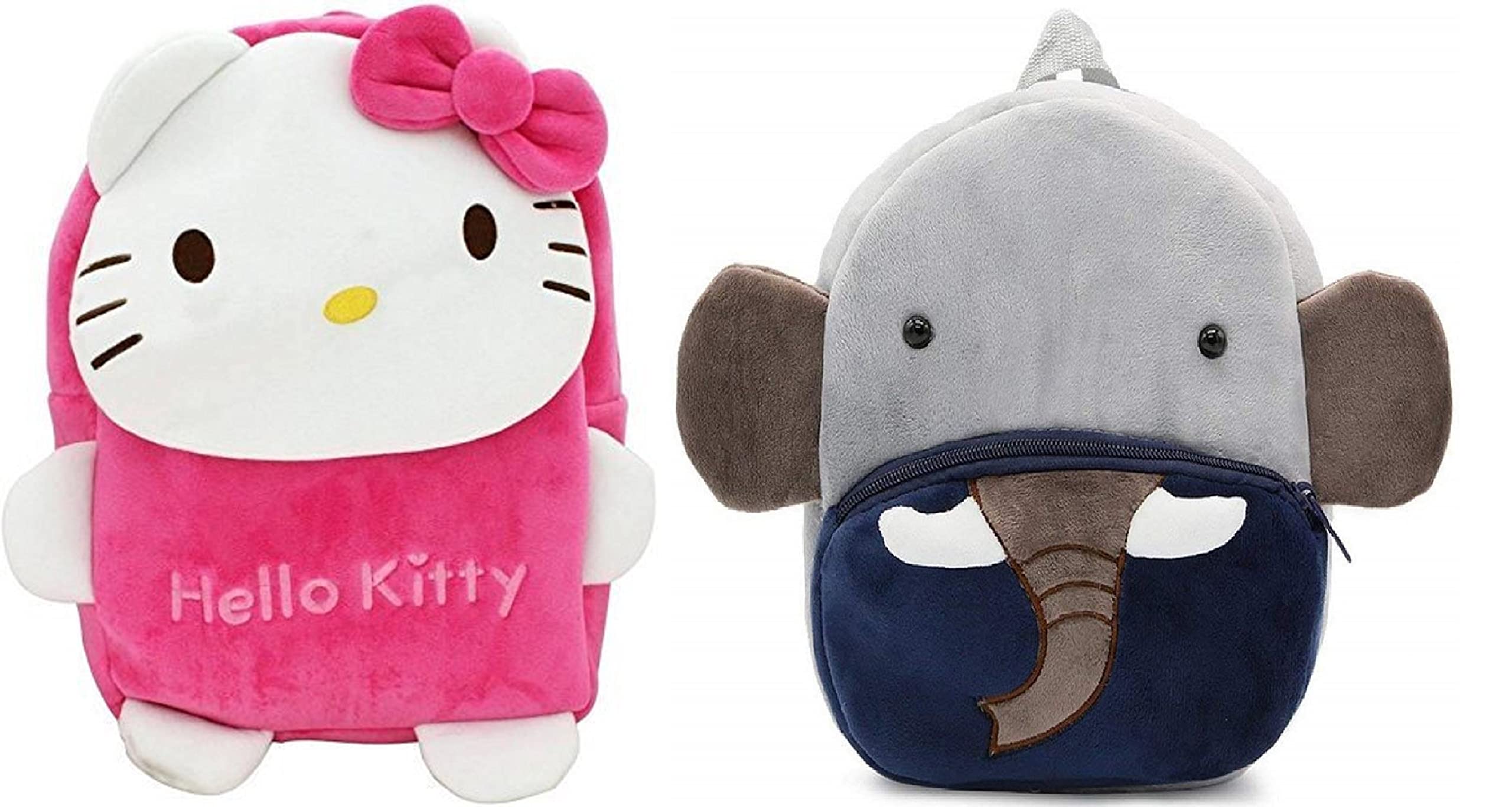 blue tree Kids School Bag Soft Plush Backpack Cartoon Bags Mini Travel Bag for for Girls Boys Toddler Baby Hello Kitty & Elephant