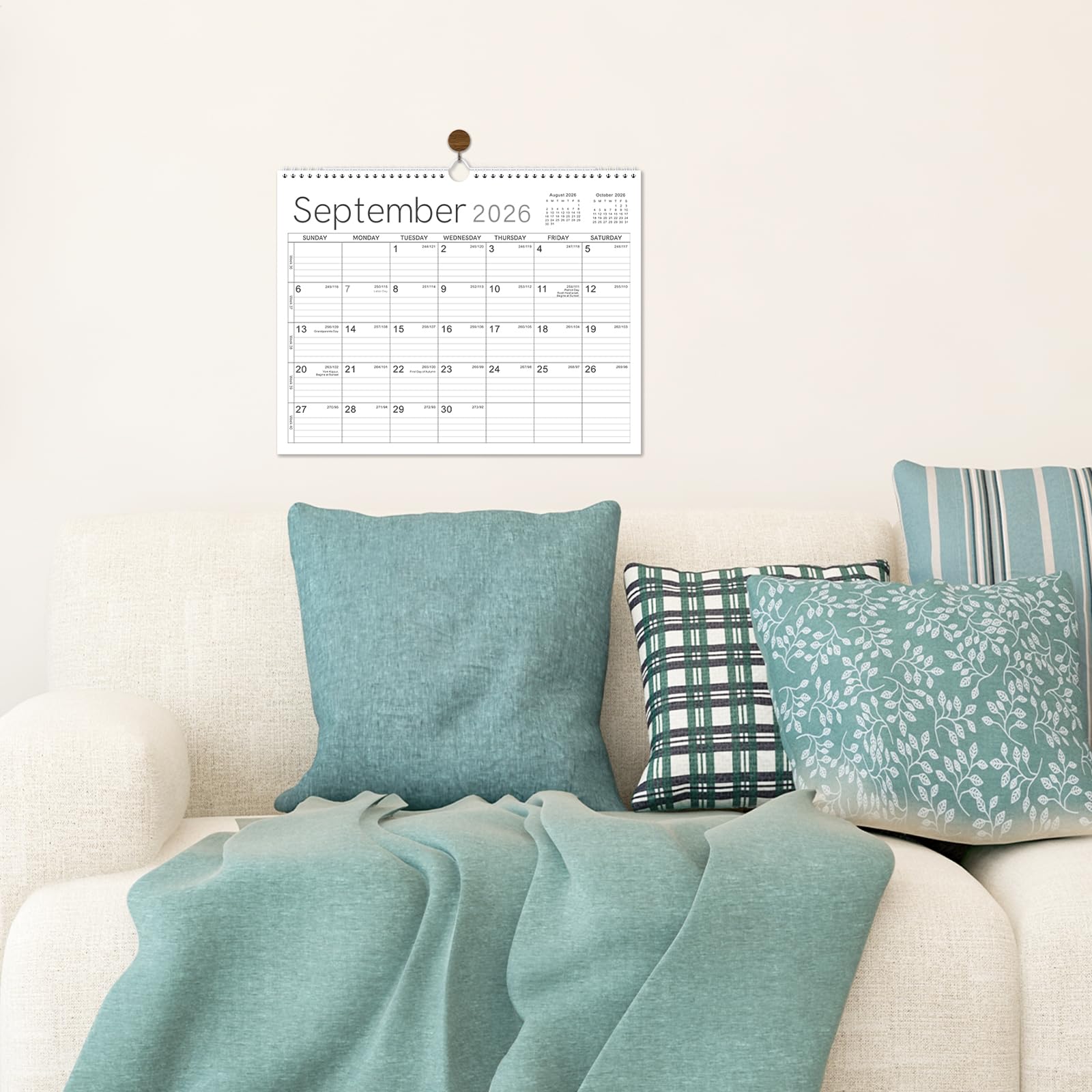 Wandkalender 2026 - Kalender 2026 von Jan. 2026 - Dez. 2026, 37,1 x 29,0 cm, 12 Monate Wandkalender 2026, dickes Papier, Doppeldrahtbindung, schlichtes Design