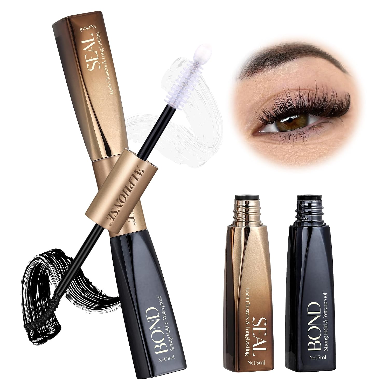 Lash Glue for Eyelash Clusters Bond and Seal Waterproof Eyelash Adhesive for Lash Extensions Long Lasting Lash Cluster Glue by ALPHONSE