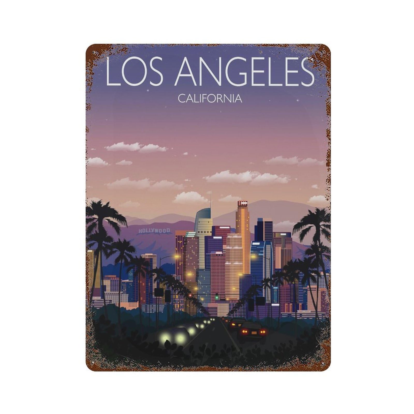 xiaoxiaoshen Travel of Los Angeles City California USA Cityscape (2) Wall Decor Art Metal Tin Poster Modern Home Decor Art Home Bar Shop Decorations Vintage Sign 40x30cm