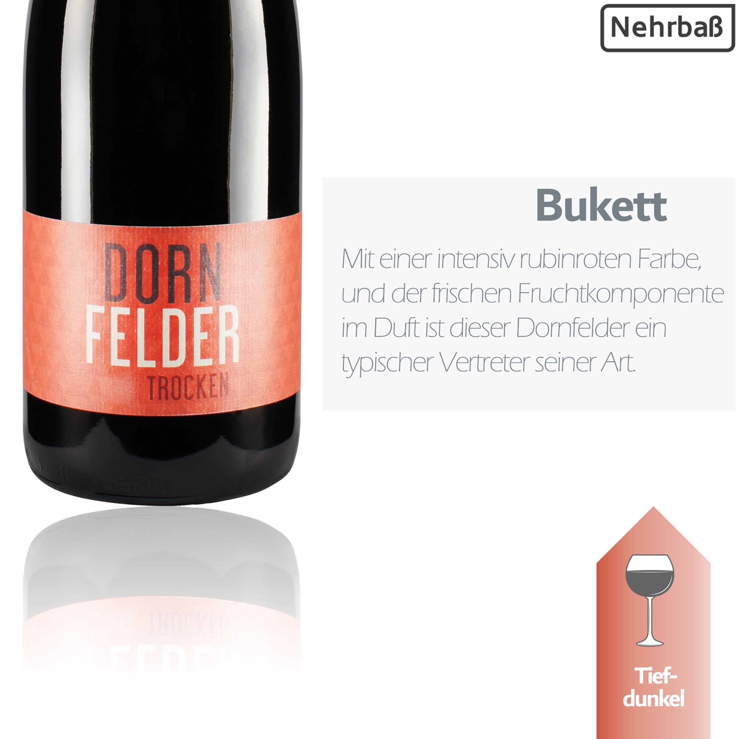 Nehrbaß - “Dornfelder 2024” - Rotwein trocken 6 x á 1 Liter - Qualitätswein - Vegan - Aus Deutschland (Rheinhessen) - mit Schraubverschluss