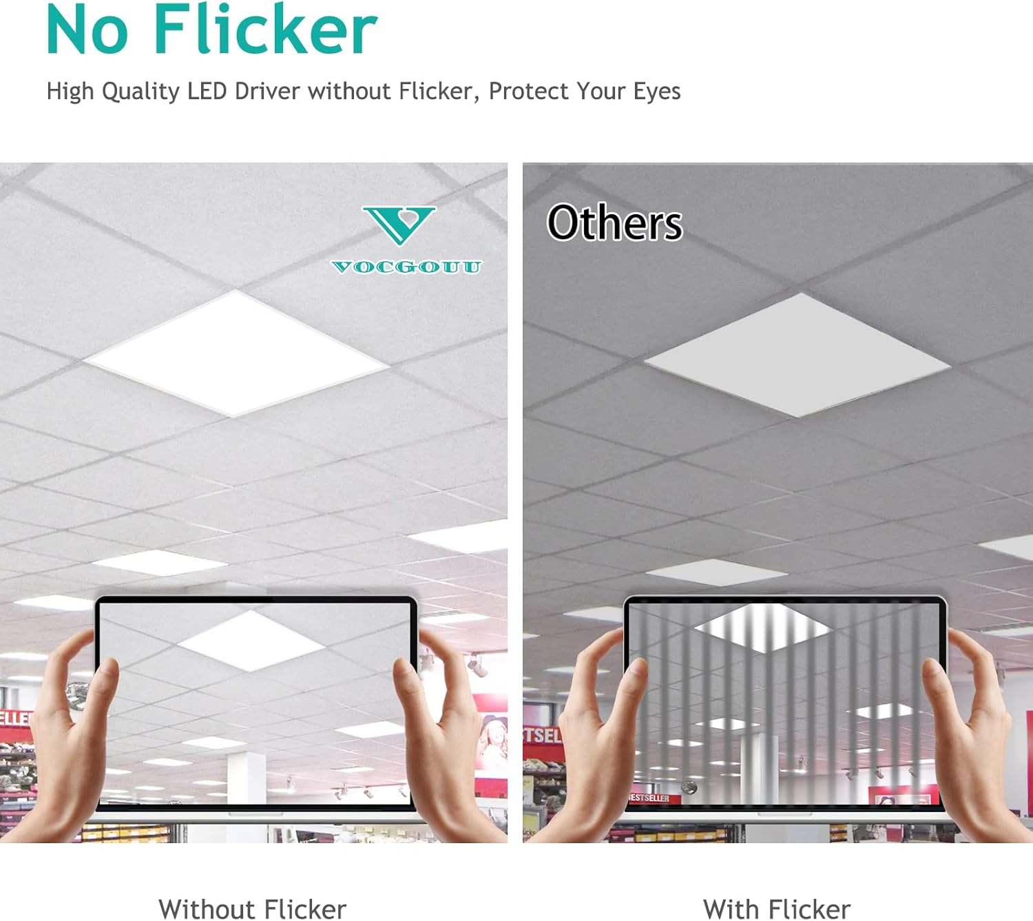 4-Pack 2x2 LED Flat Panel Light Drop Ceiling, 0-10V Dimmable, 3CCT Selectable (5000K 4000K 3000K) & 3 Wattage Switchable (40W 30W 20W), 100-277Vac, ETL & DLC