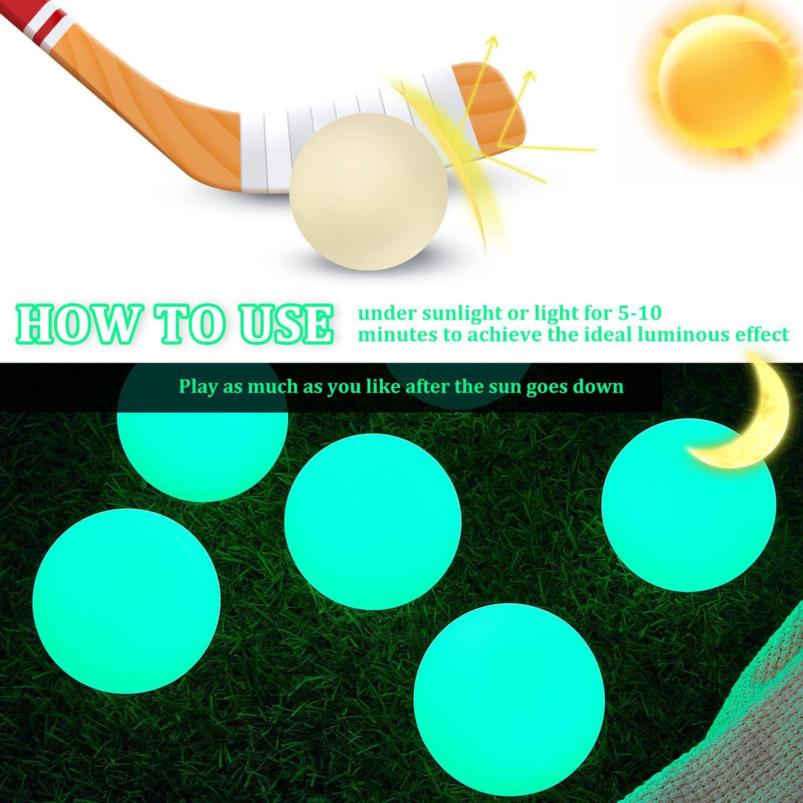 Palla da Hockey Che Si Illumina al Buio, Dischi da Hockey, 2 Palline Sportive Verdi Illuminate, Palle da Hockey su Strada, palloni Sportivi, Regali per Hockey su Pista per Giochi di Hockey