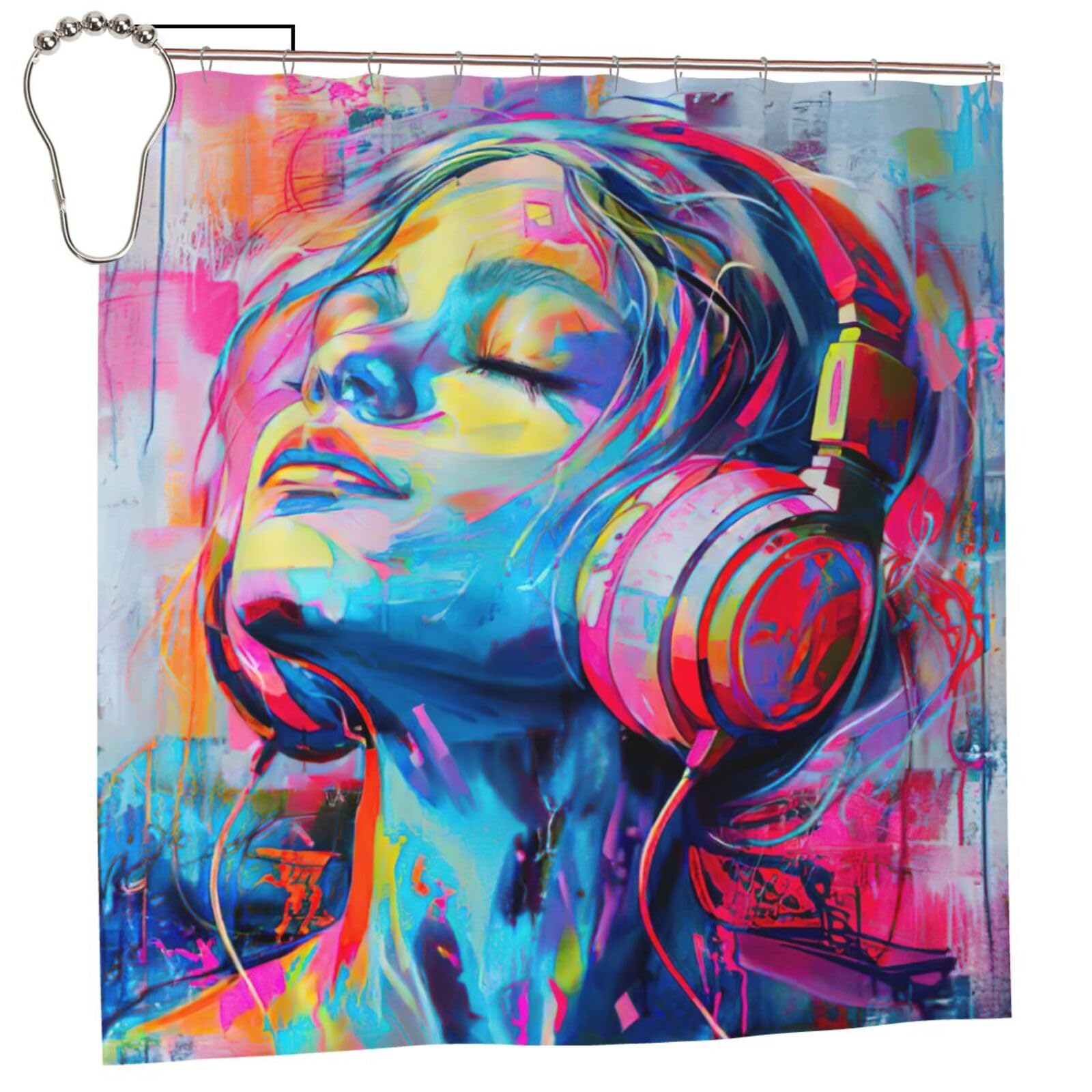 Rideau de douche polyester musique 183x183 cm anti-rouille