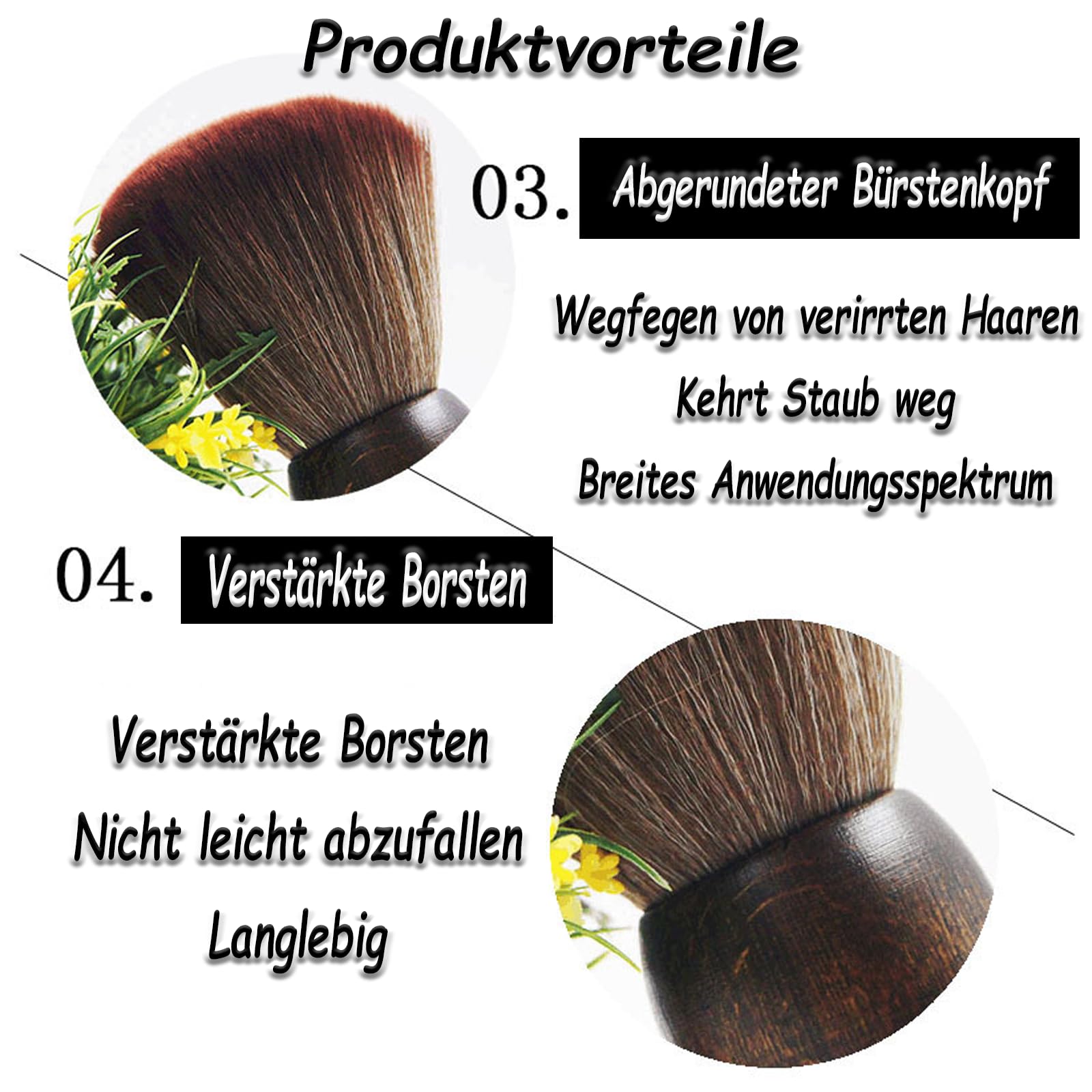 WhaleO Pennello da Barba Spazzola Barbiere per Salone,Pennello Professionale per Talco,Barbiere Collo Spazzola Spazzola Barba per Barber Shop,Spazzola Professionale per Parrucchieri/Barbiere in Legno