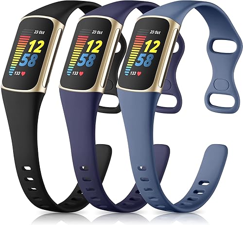 Maledan Paquete de 3 correas compatibles con Fitbit Charge 5Charge 6 bandas para hombres y mujeres, correa de repuesto deportiva suave y duradera