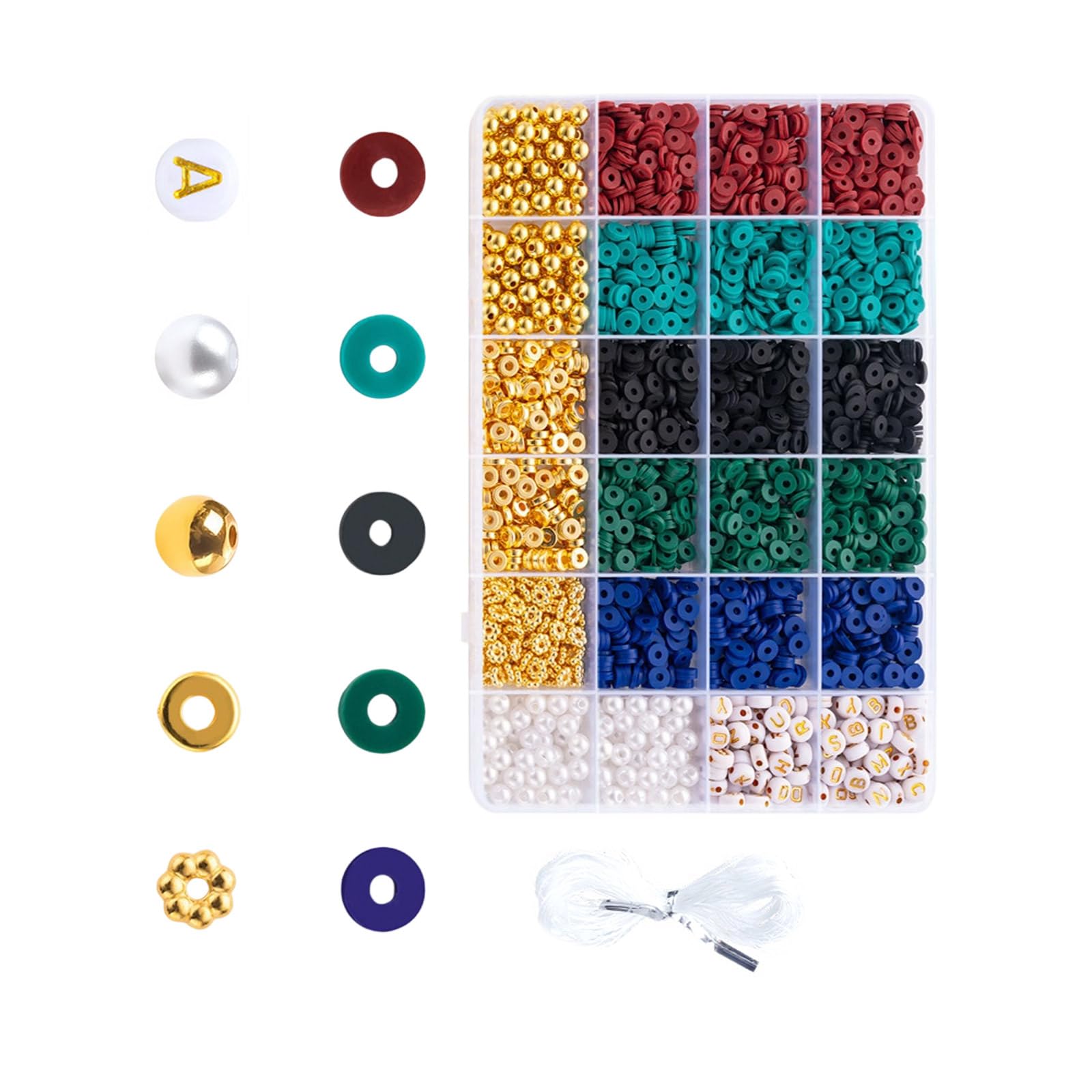 NEWFT Round Spacer Beads Letter Beads Clay with Hole Set Craft Jewelry for Bracelets Making Clay Set