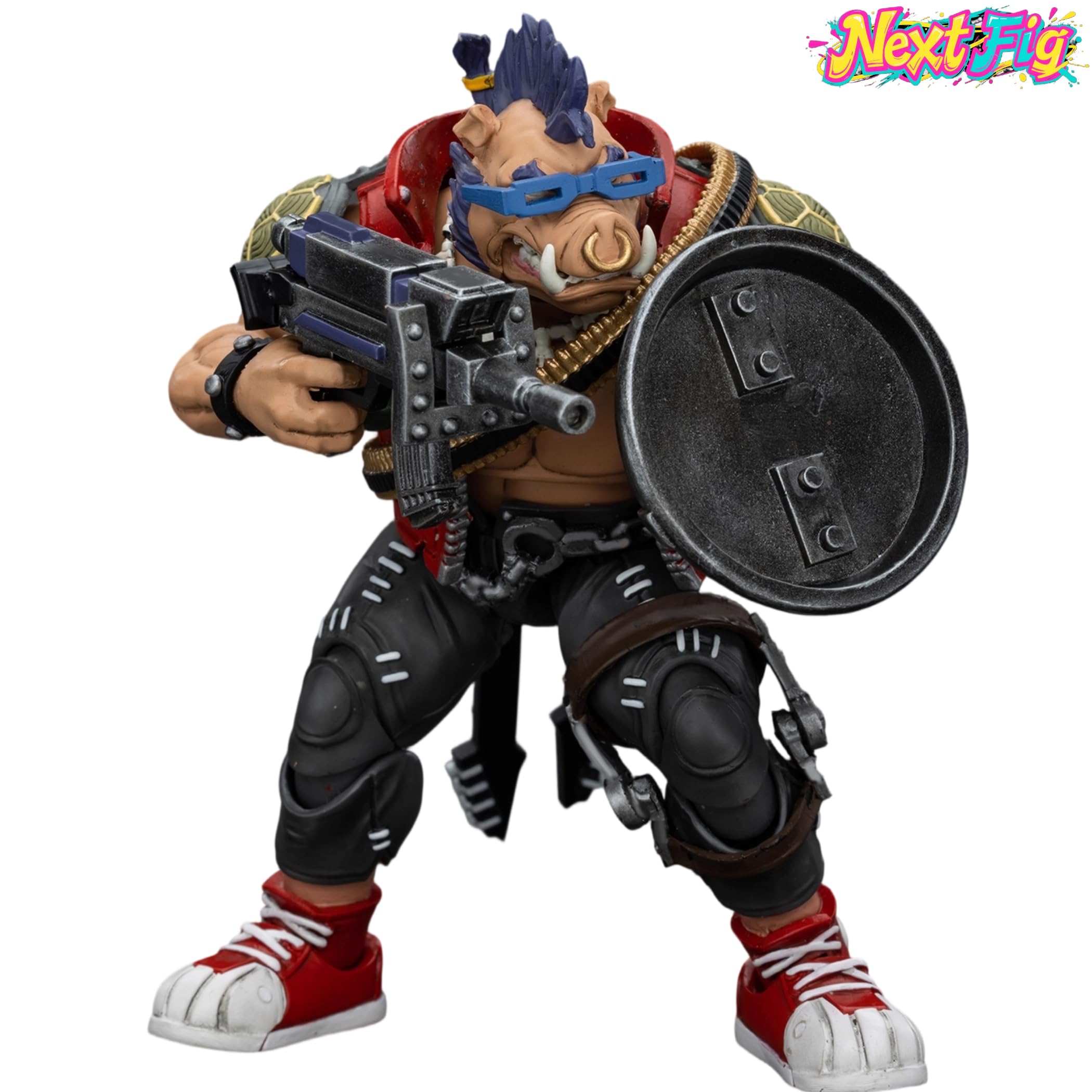 JOYTOY TMNT-Beebop Figurine d'action Beebop 1/18 Armes détachables Joints articulés 11,4 cm Modèle de collection Cadeau d'anniversaire Collectionneurs de films