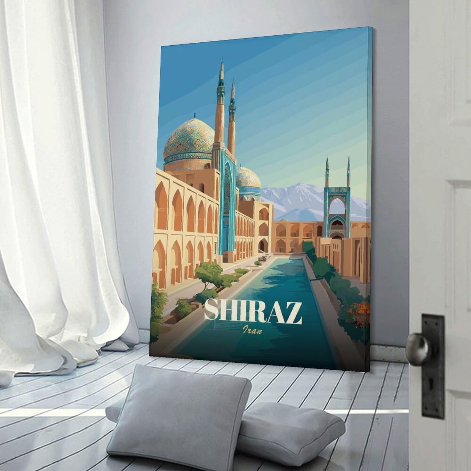 Junmoney Shiraz Iran Travel Decorative Canvas Print 24x36inch(60x90cm), for Corridors, Hallways Or Apartment Entries, Decorative Wall Art for Narrow Spaces