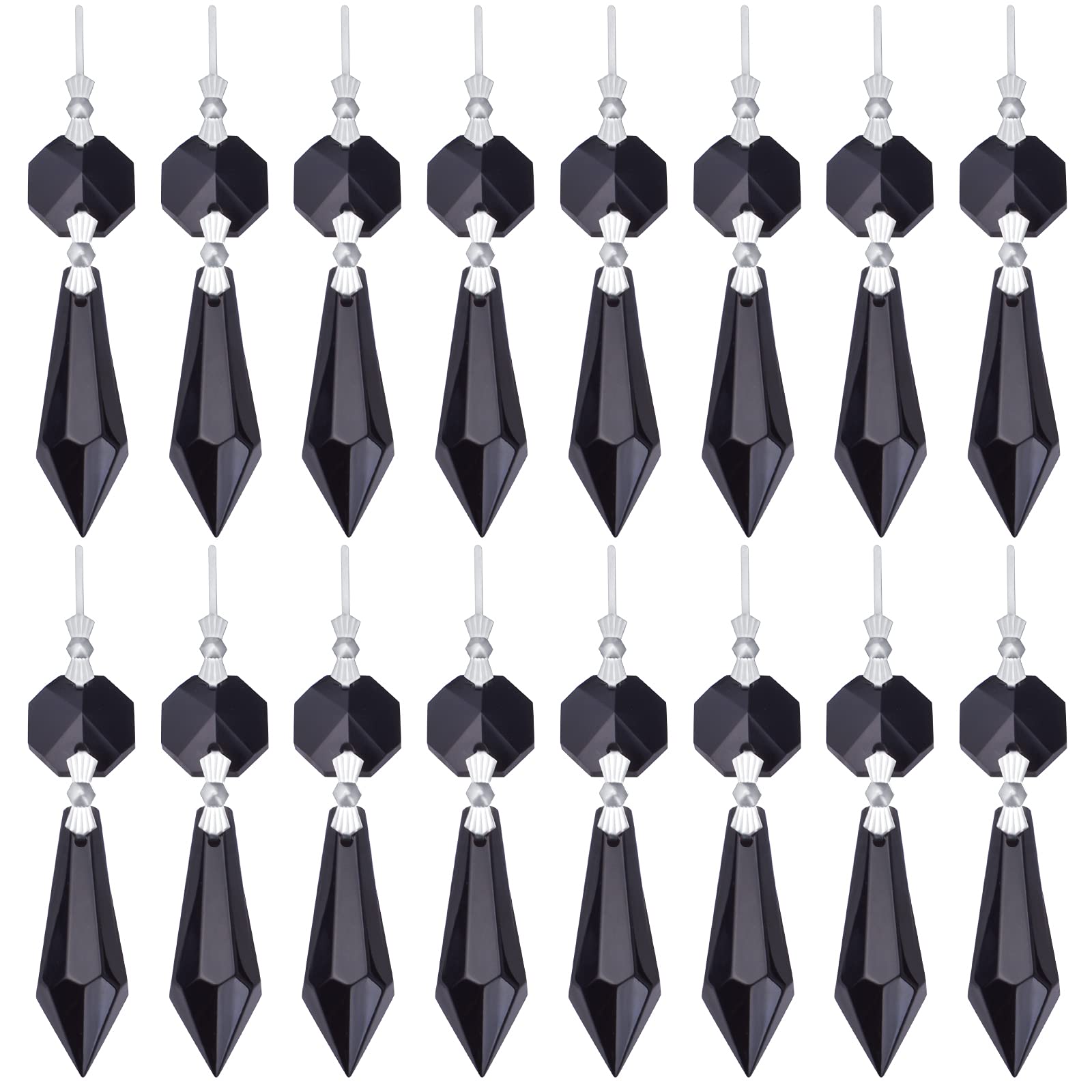 20pcs Crystals Prisms Glass Tip Beads Black Chandelier Icicle Drops Hanging Crystal Replacements Pendants for DIY Craft Jewelry Ornament Wedding Christmas Lamp Decoration, 35 mm-image-25