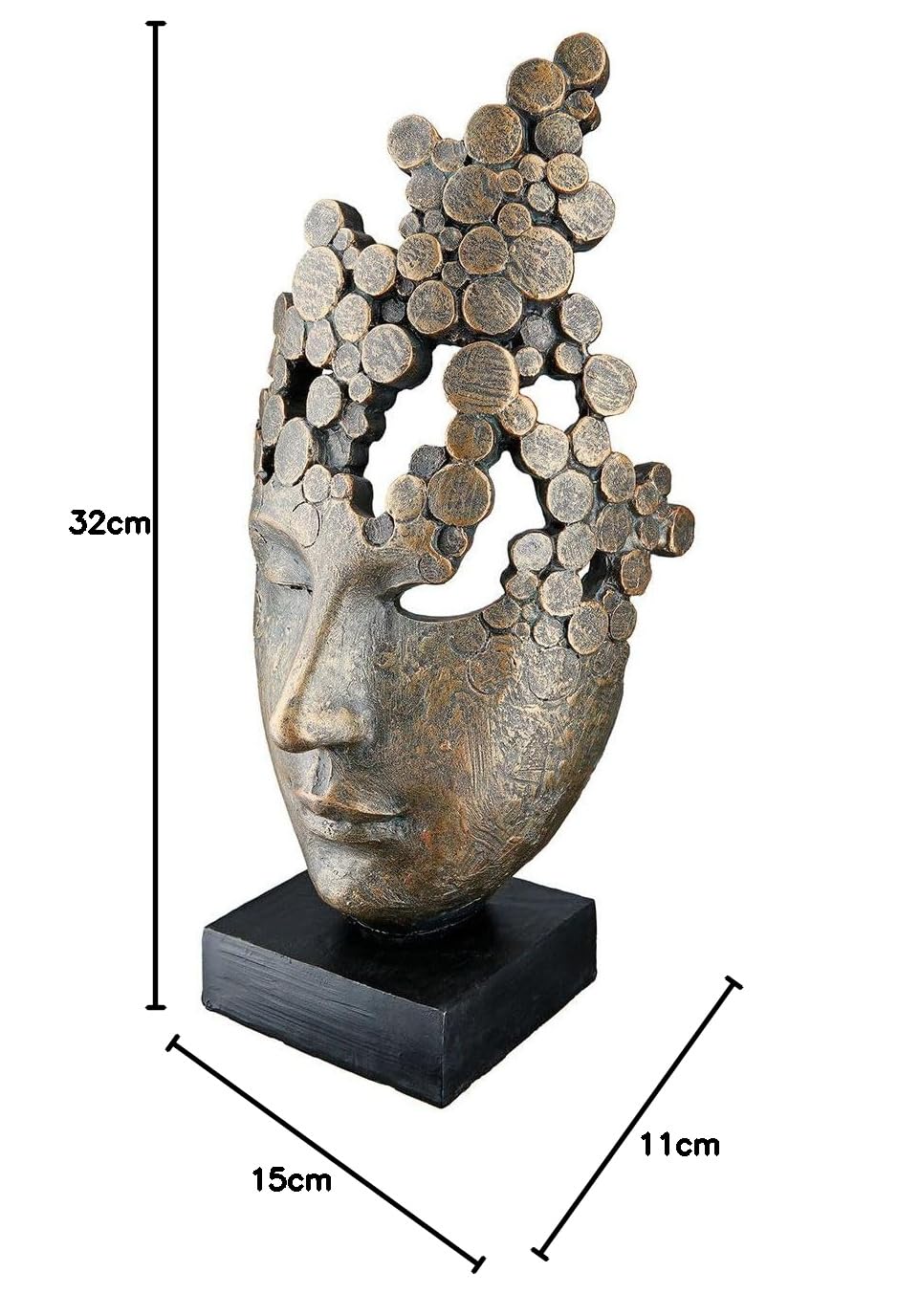 Casablanca Sculpture design Masque féminin Hauteur 32 cm Largeur 15 cm Visage abstrait Femme Cercle Tête Salon Sculptures Décoration Moderne