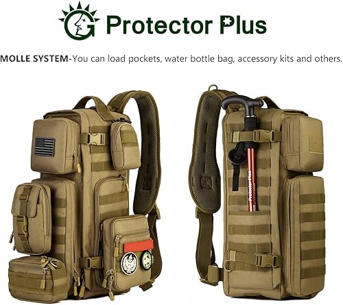 Miniatura 8 de Protector Plus Mochila táctica militar MOLLE Crossbody Pack (incluye paquete)
