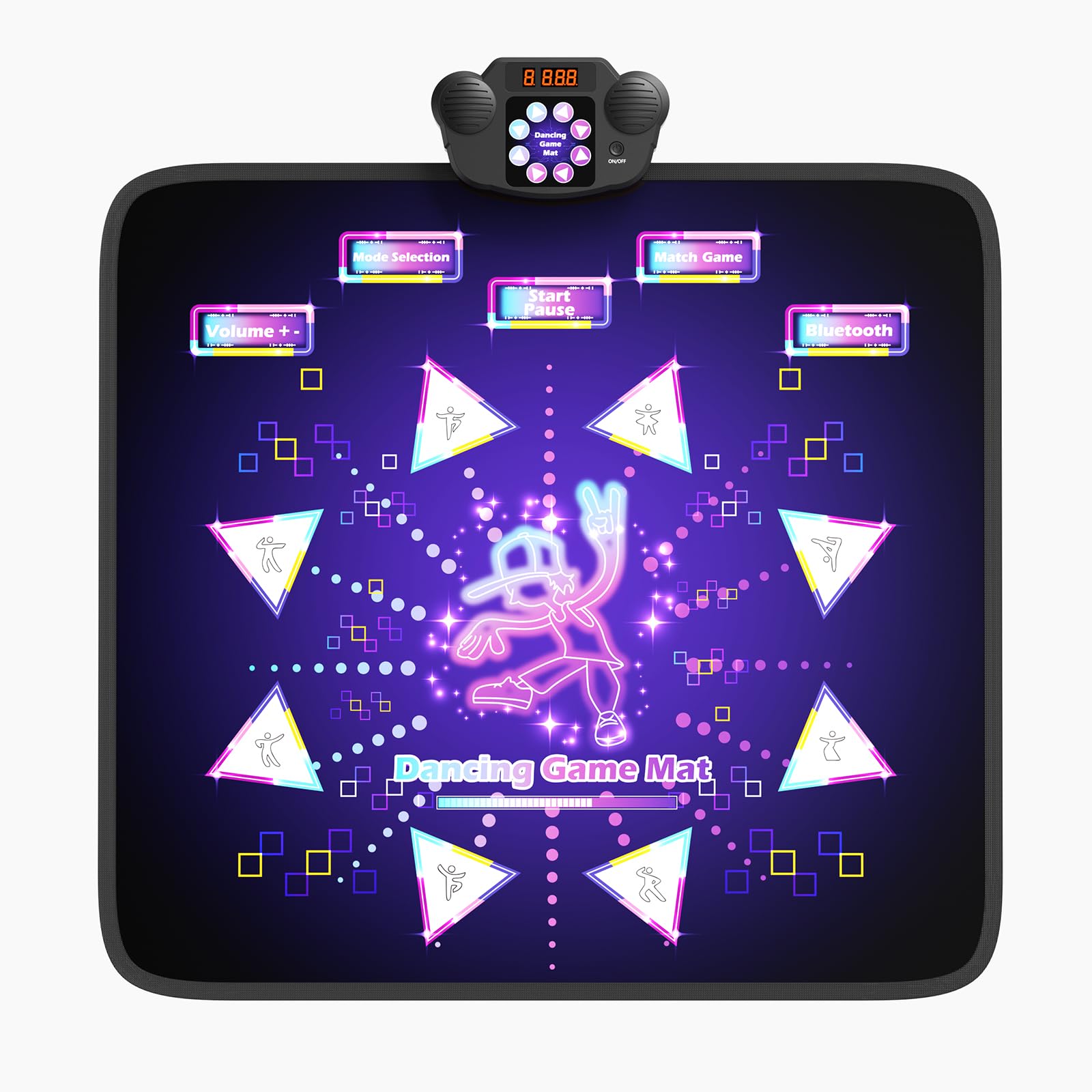 Tapis de Danse pour Enfants,8 Flèches de Lumière LED Musique Pad de Danse Musical avec 6 Modes de Jeu, batterie rechargeable , Jouet Cadeau d'anniversaire de Noël pour Garçons Filles de 3 à 12 Ans