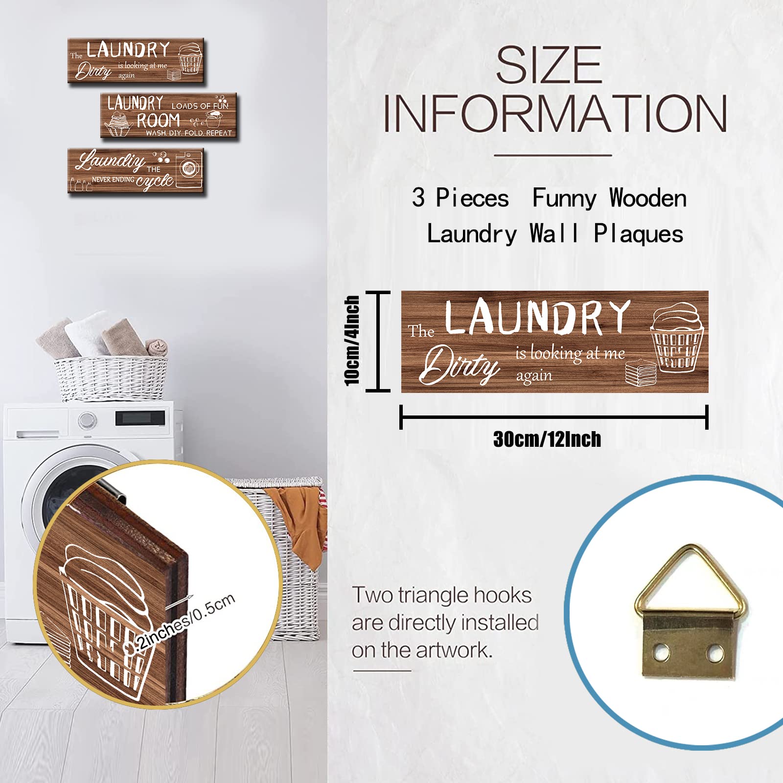 Vintage Laundry Room Sign Rules Wall Decor Wood Signs with Quotes Retro ...