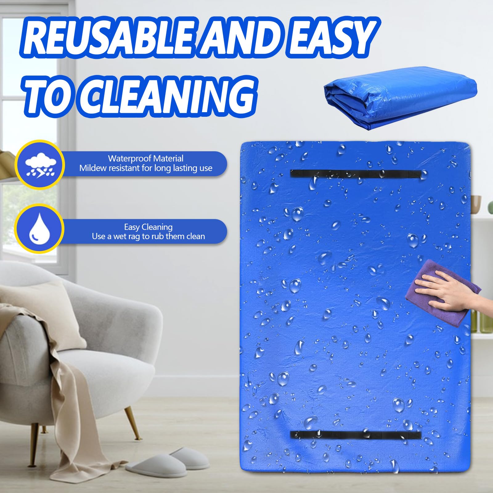 Coprimaterasso Impermeabile Per Traslochi - 196x145x38 Cm, 8 Maniglie, Riutilizzabile - Foto 11