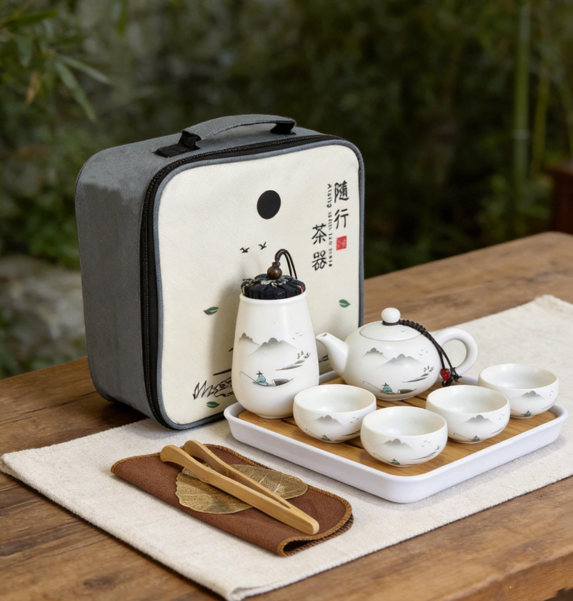 Service à thé japonais compact : la solution anti-goutte avec plateau de voyage