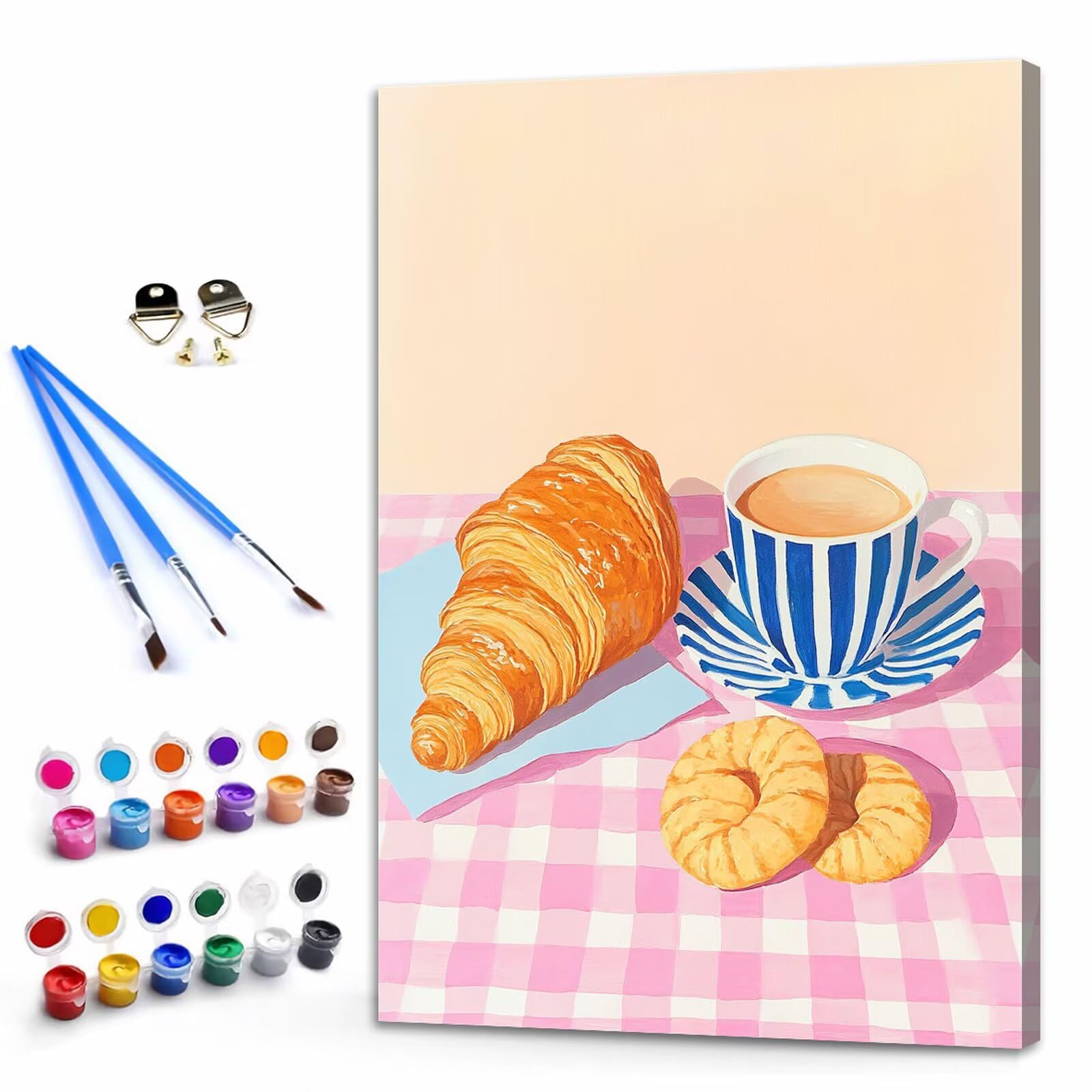 Dipingere con i Numeri Adulti Rosa Dipingere con i Numeri Caffè Paint by Numbers Hobby Creativi Adulti Fai Da Te Tela di Pittura a Olio Kit, Decorazioni Donna Regalo 60x90cm Senza Cornice Y3-1213