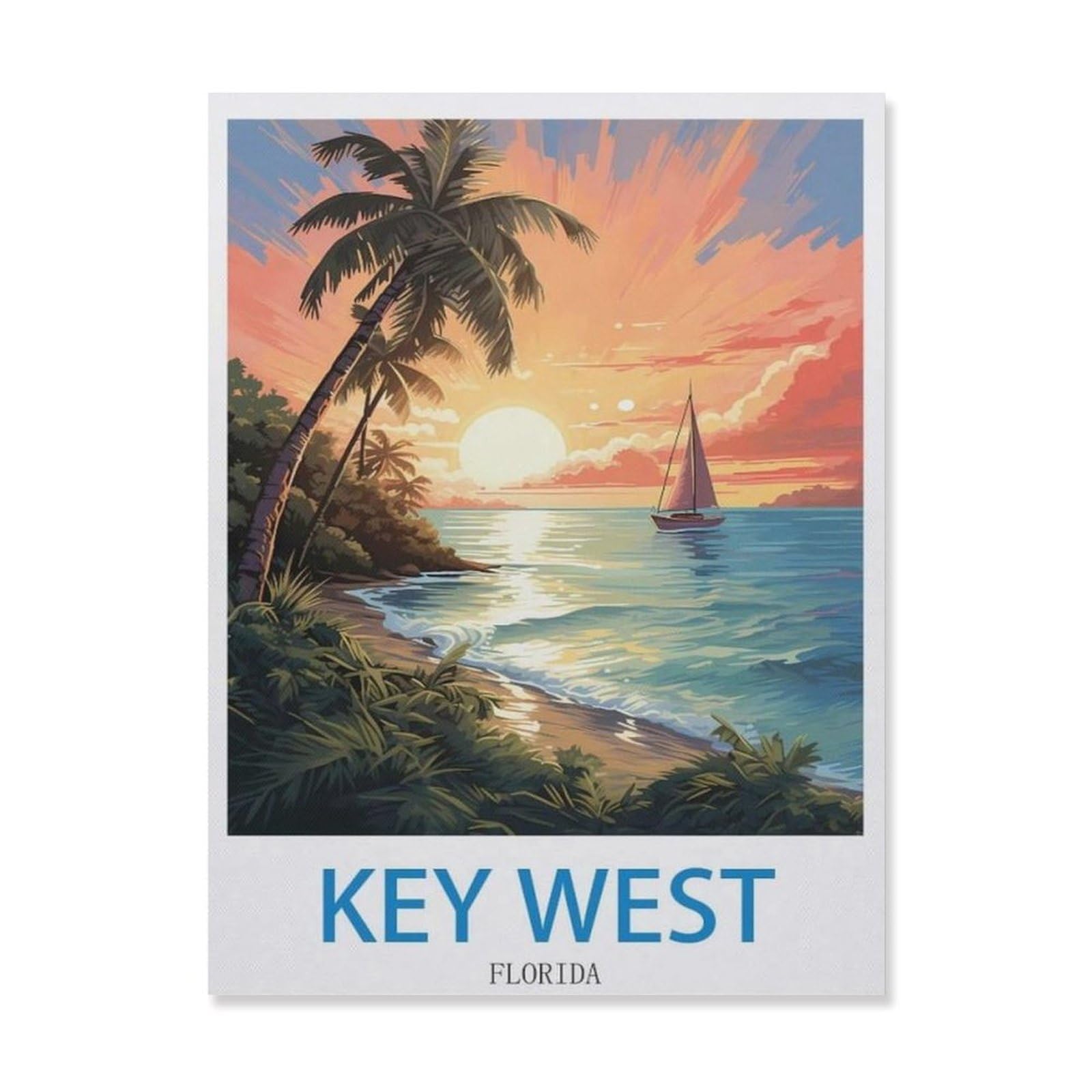 Key West Florida，Funny Tin Sign Retro Metal Sign for Home Farm Toilet Restroom Washroom Wall Decor Gift(30x40cm）12x16 inch-EH52