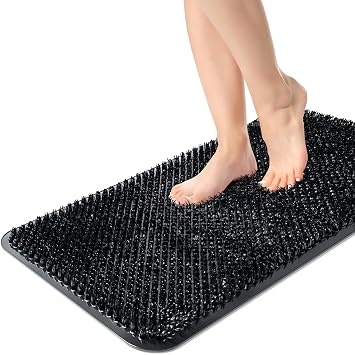 Yolife Shower Foot Scrubber Mat, Anti-Slip Bath Mat with Scrub Bristles, Soft Shower Foot Massager with Strong Suction Cups for Soothe Achy Feet, 25.6" x 13.4"
