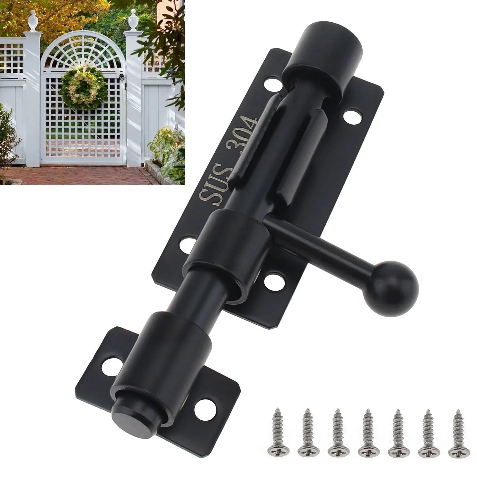 Serratura a bullone, bullone di bloccaggio della p Chiavistello for porta con bullone a botte in acciaio inossidabile 304 addensato da 4 pollici for armadio for porta e finestra con foro for lucchetto