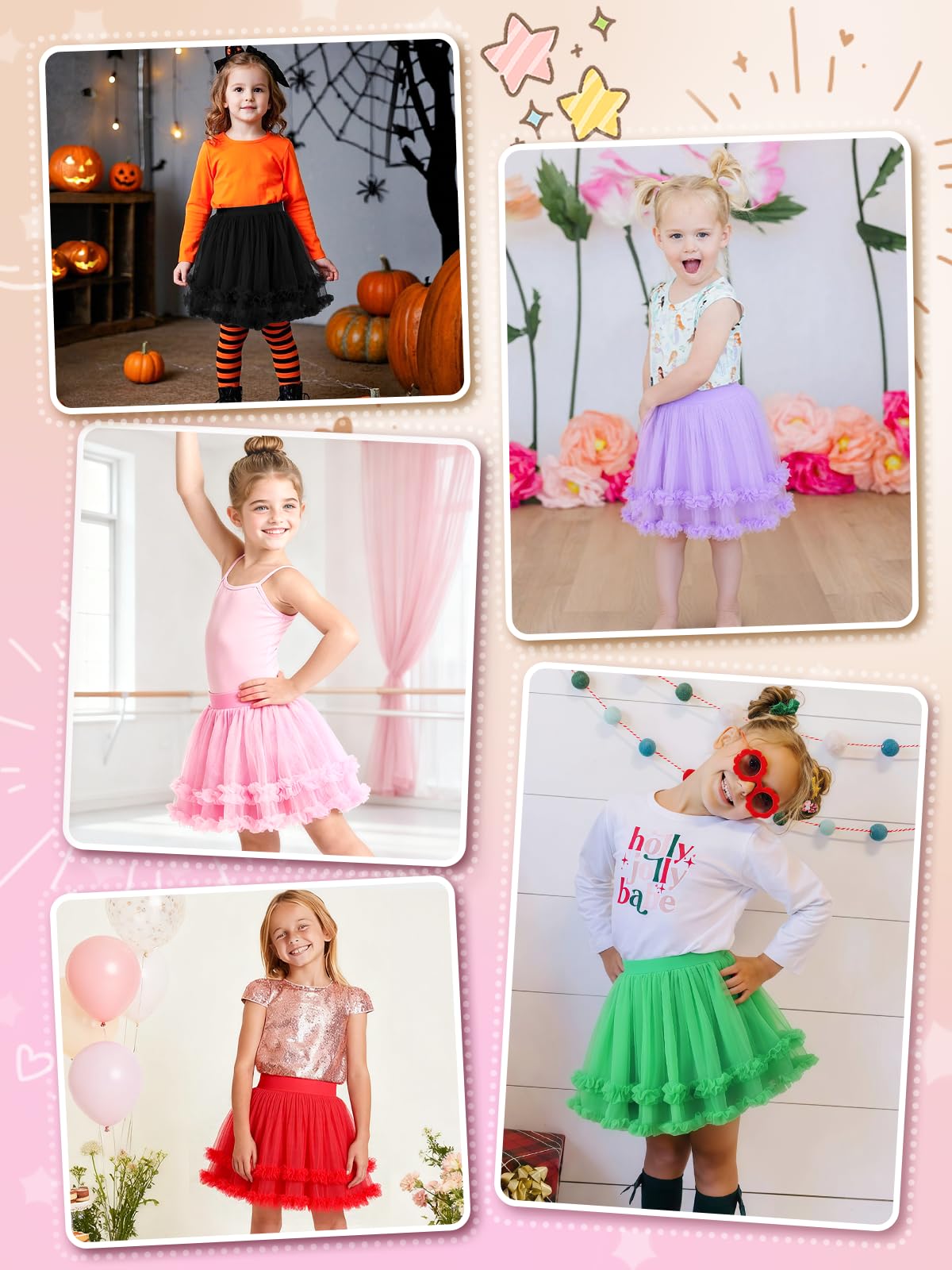 Falda de Tutú para Niñas, 2 Capas Tul con Forro, Princesa Fiesta Ballet Danza 1-10 Años