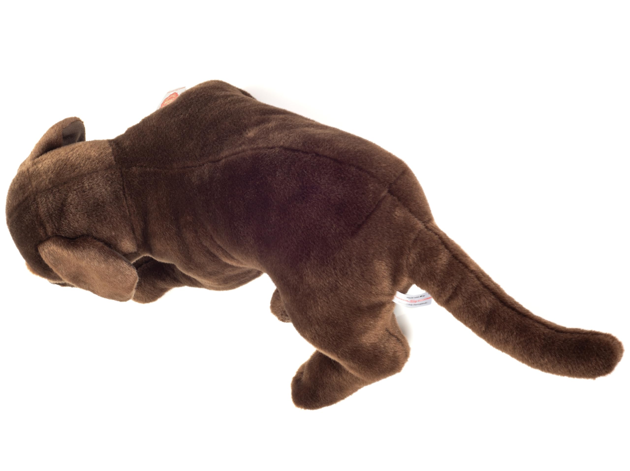 Teddy Hermann 91988 Labrador Tumbado marrón Chocolate 50 cm, Peluche | Peluche prémium especialmente suave, acabado cuidado, desde 18 meses, lavable, relleno de poliéster reciclado