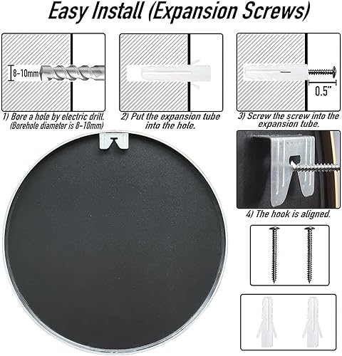 Miniatura 5 de Espejo redondo de 20 pulgadas montado en la pared para colgar o contra la pared, marco de metal, espejo de maquillaje para entrada, dormitorio,