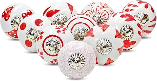 Miniatura 2 de Tiradores de cerámica (juego de 10) cajones multiusos para cocina, gabinete bohemio, puerta interior y cajón, armario, armario, pomos vintage libres