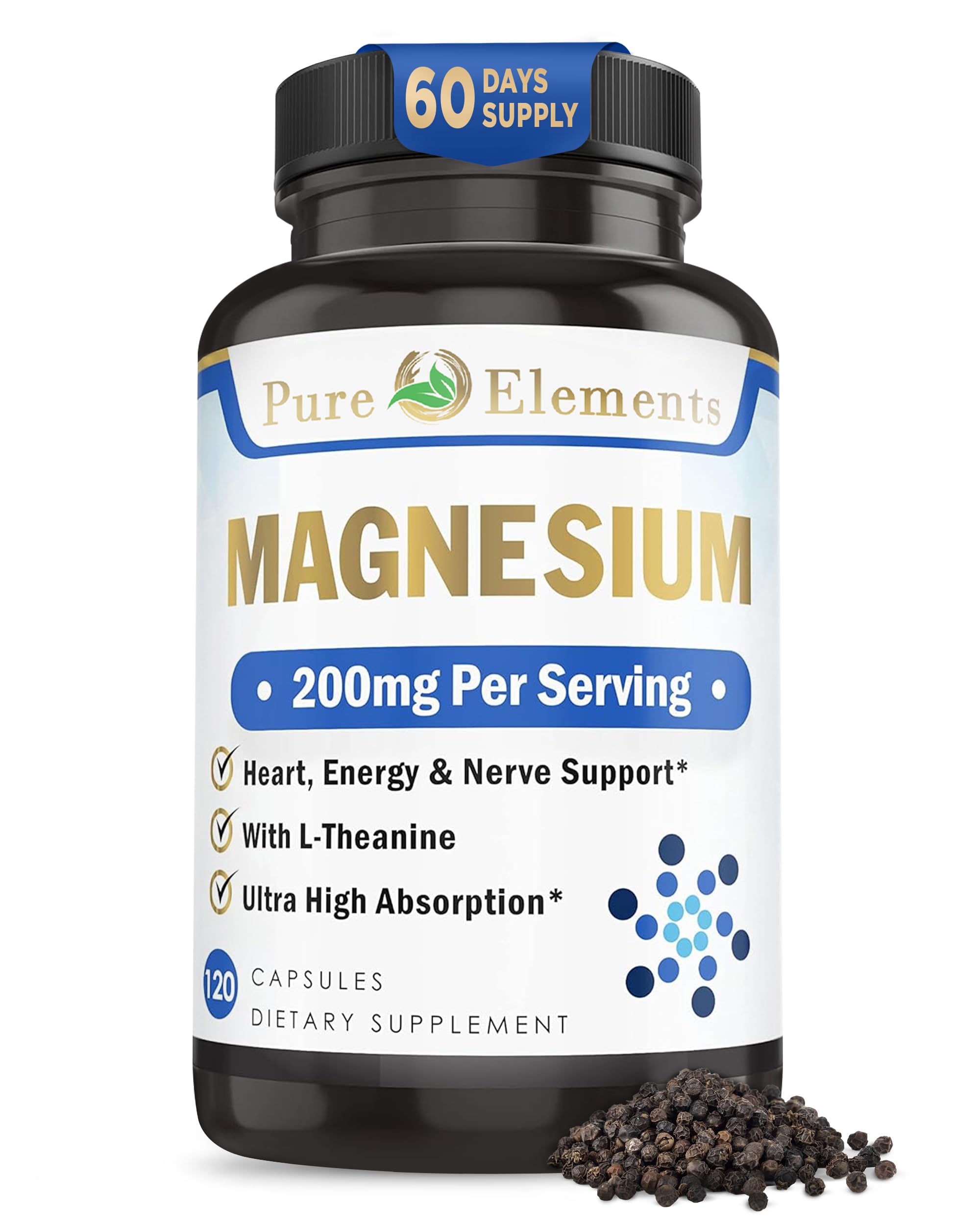 Magnesium Glycinate with L-Theanine,Potassium and Black peper - Ultra High Absorption, 120ct