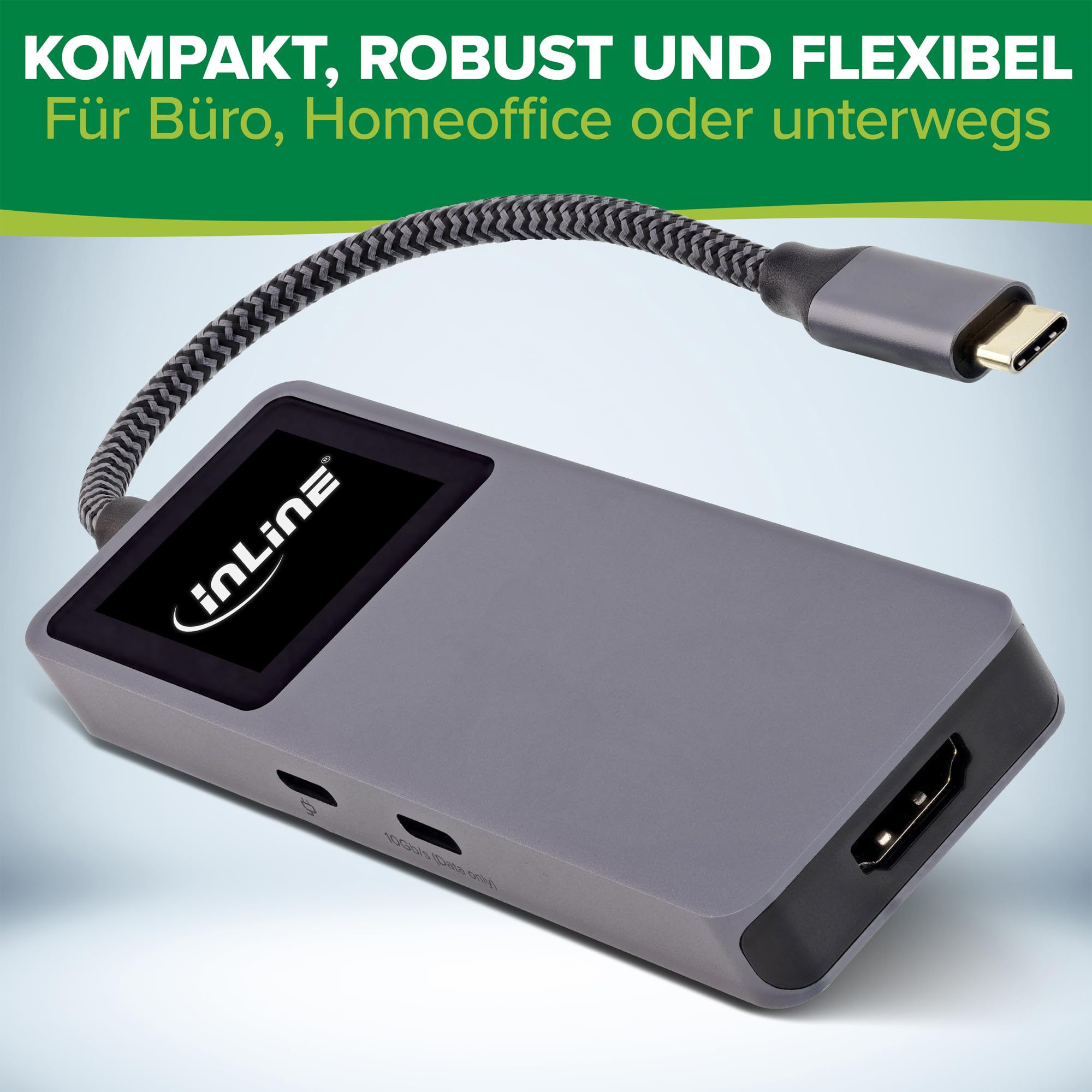 Inline Koncentrator USB 3.2 Gen.2 z 3 x USB-C, 2 x USB-A, HDMI 4K, PD 100 W, wyświetlacz, szybki transfer danych, kompatybilny z Windows macOS Linux, 35392D