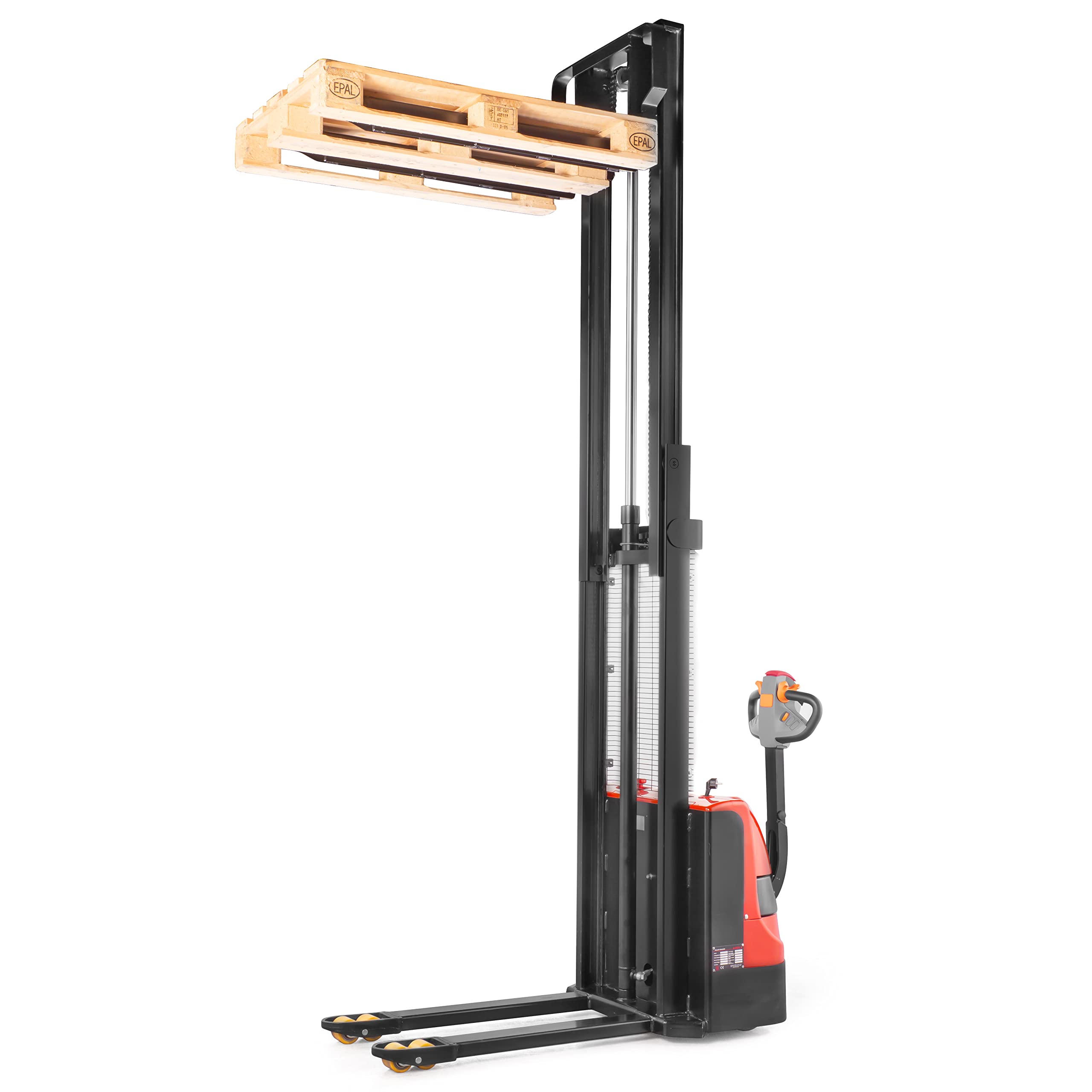 Pallit Budget-S Gerbeur Électrique - Transpalette 1200 kg, 2500 mm | Chariot élévateur avec 2 batteries plomb-gel, chargeur intégré, idéal pour entrepôts et passages de portes étroits