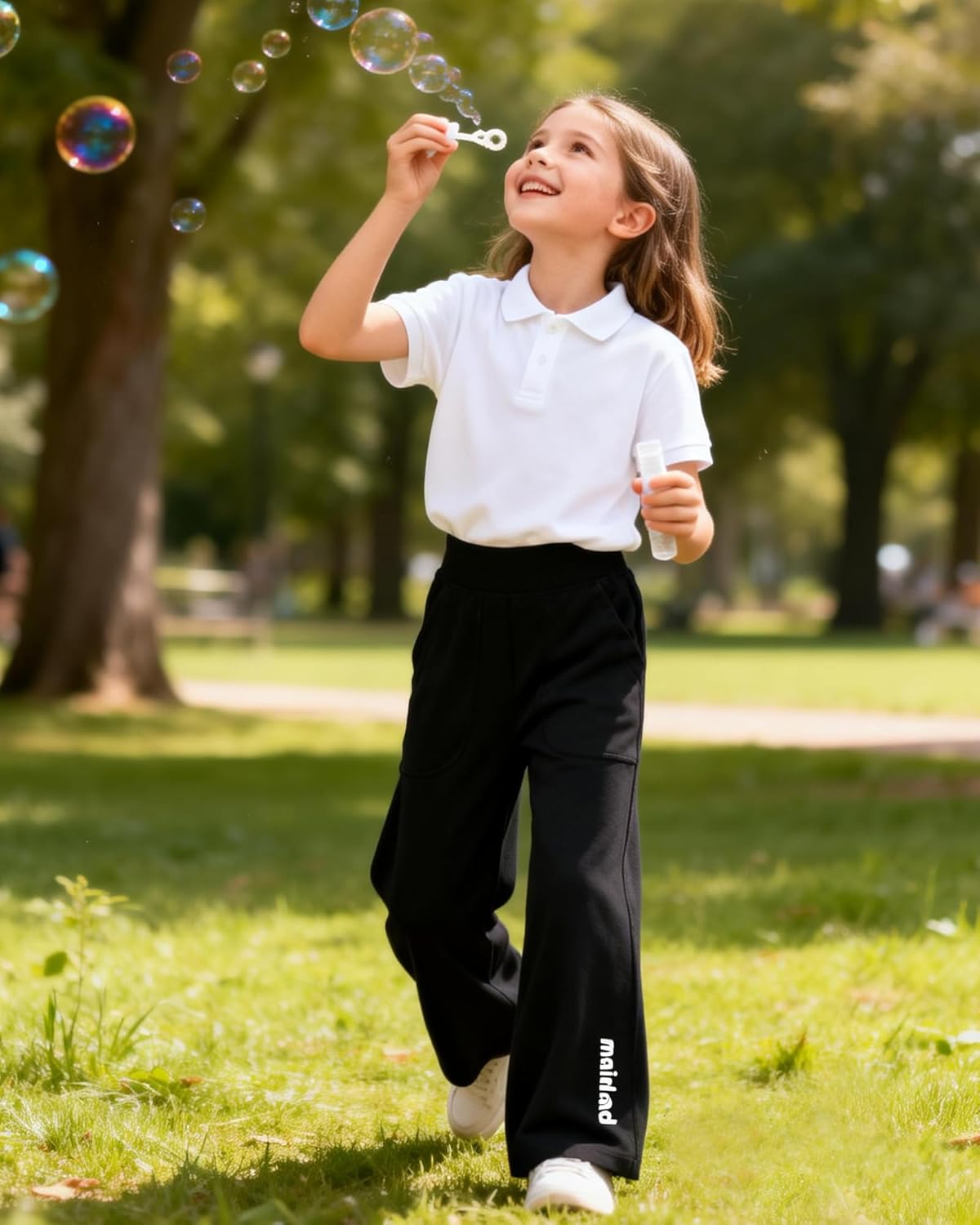 4 Pack Girls Wide Leg Pants Kids Stretchy Casual Yoga Sweatpants with Pockets for School & Daily Wear 5-12Y