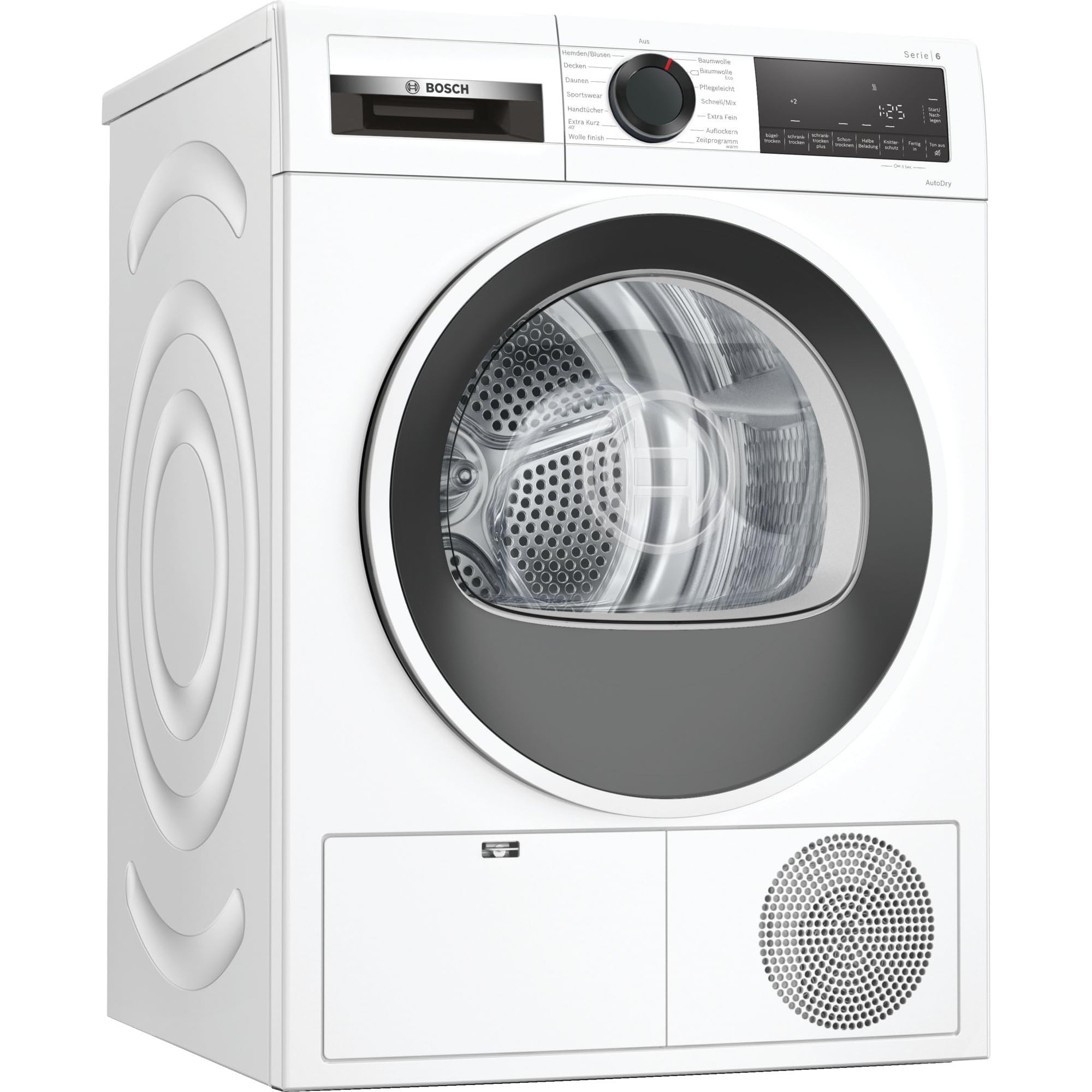 Bosch Asciugatrice a pompa di calore per 9 kg di biancheria, serie 6, A++, 259 kWh/anno, Auto Dry, design anti-vibrazione, sistema di asciugatura sensibile, refrigerante ecologico, bianco, WQG241000