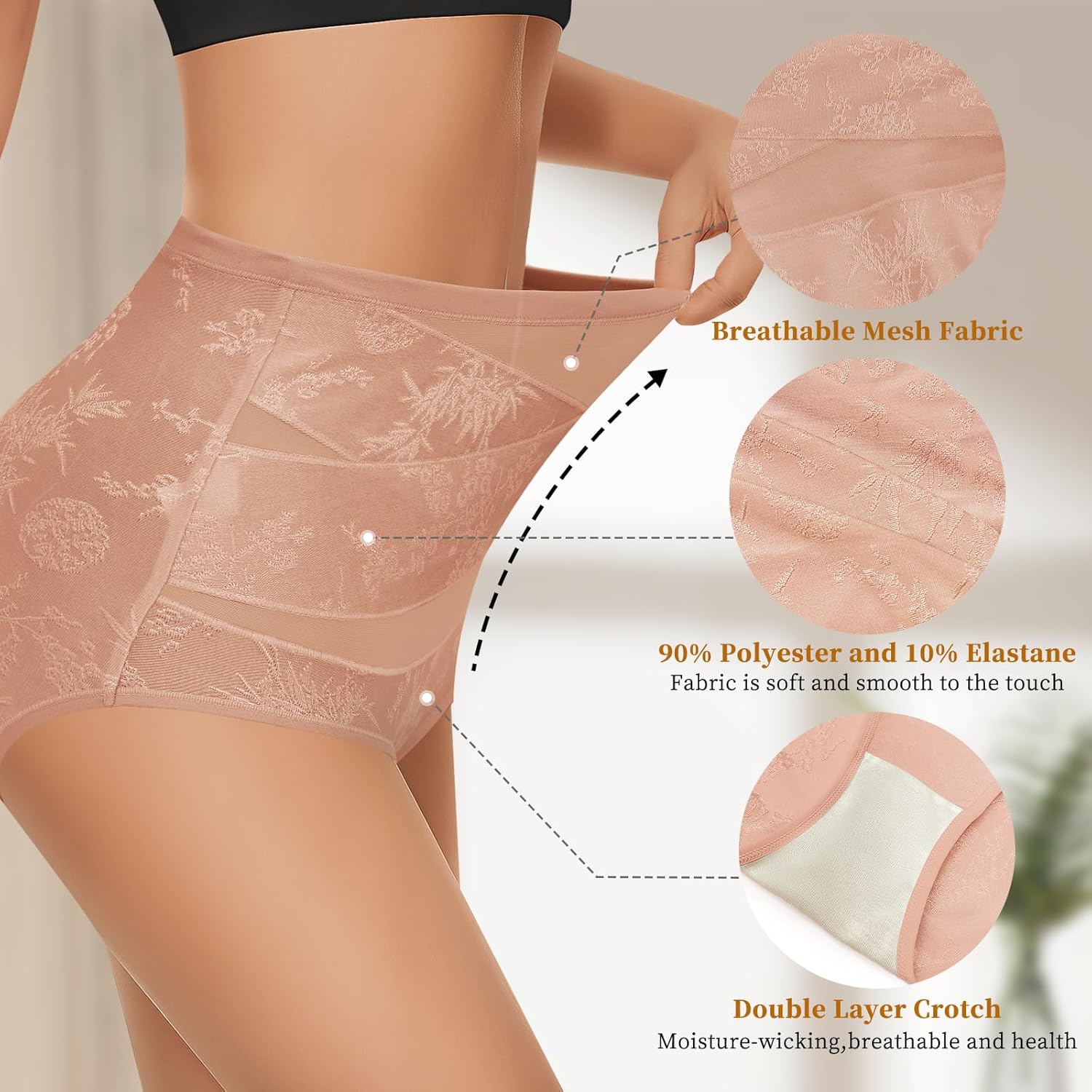 Women Tummy Control Underwear,High Waisted Full Coverage Ladies Panties,Soft Breathable Postpartum Briefs Multipack - Image 4