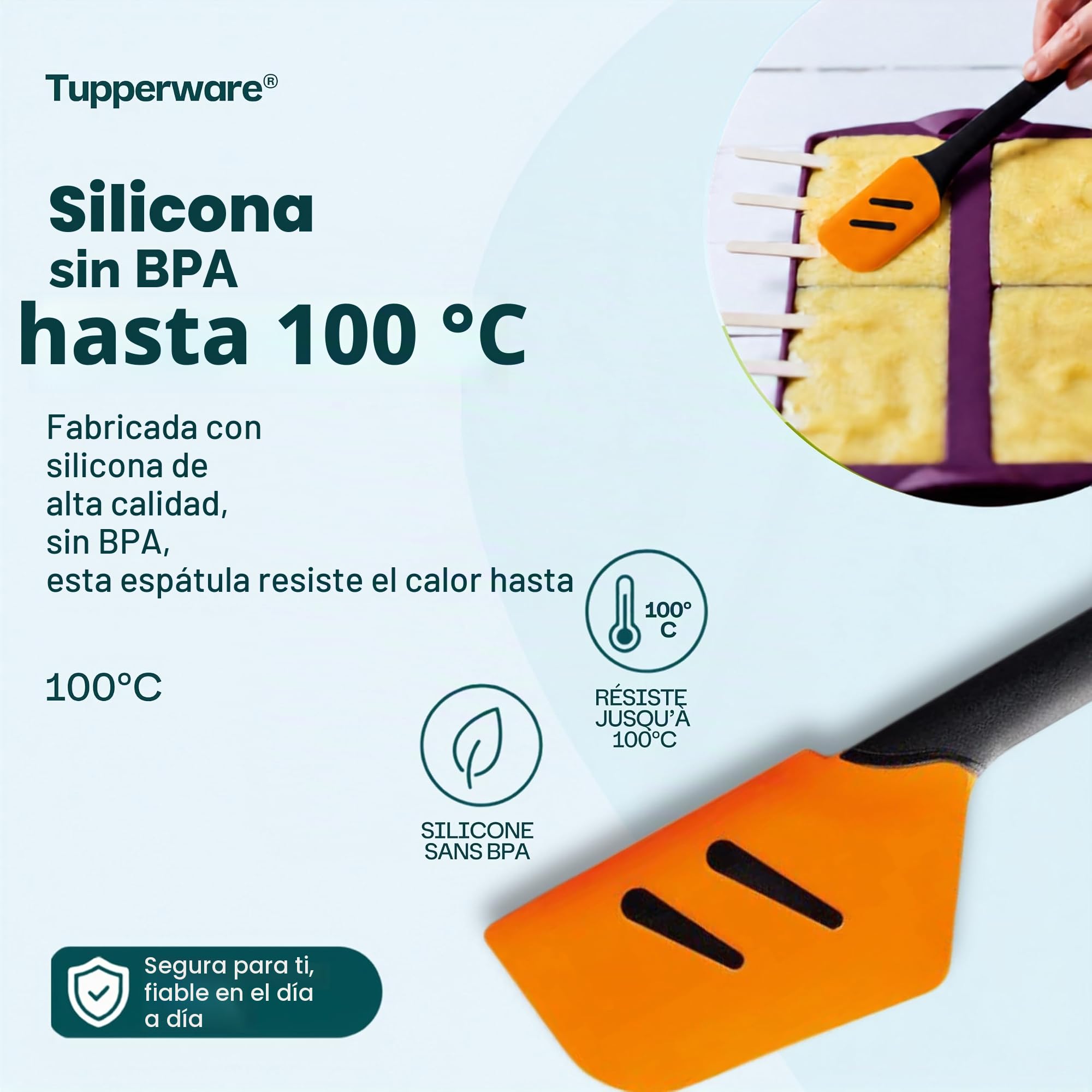 Tupperware D167 Top Rascador de ollas de silicona naranja grande de