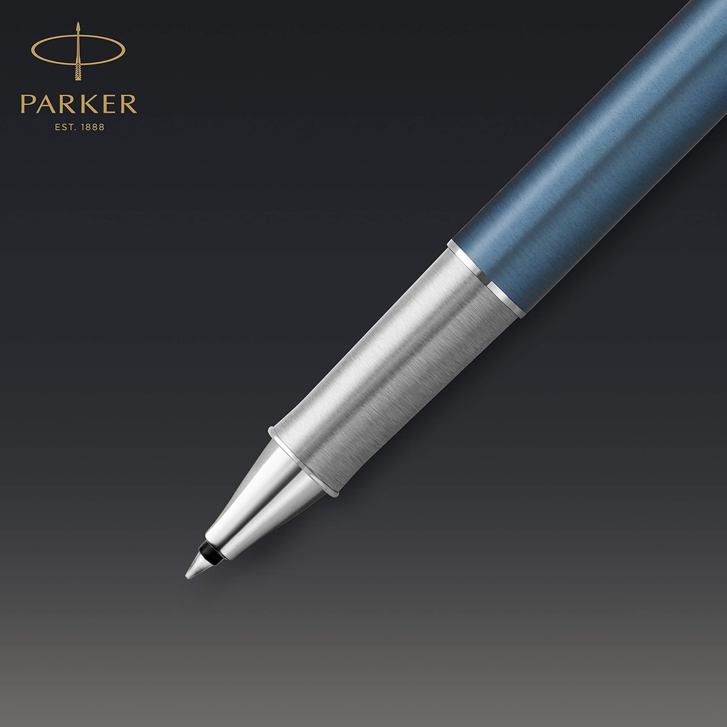 Parker Sonnet Rollerball Pen | Premium Metal and Blue Satin Finish with Chrome Trim | Fine Point with Black Ink Refill | Gift Box : Office Products